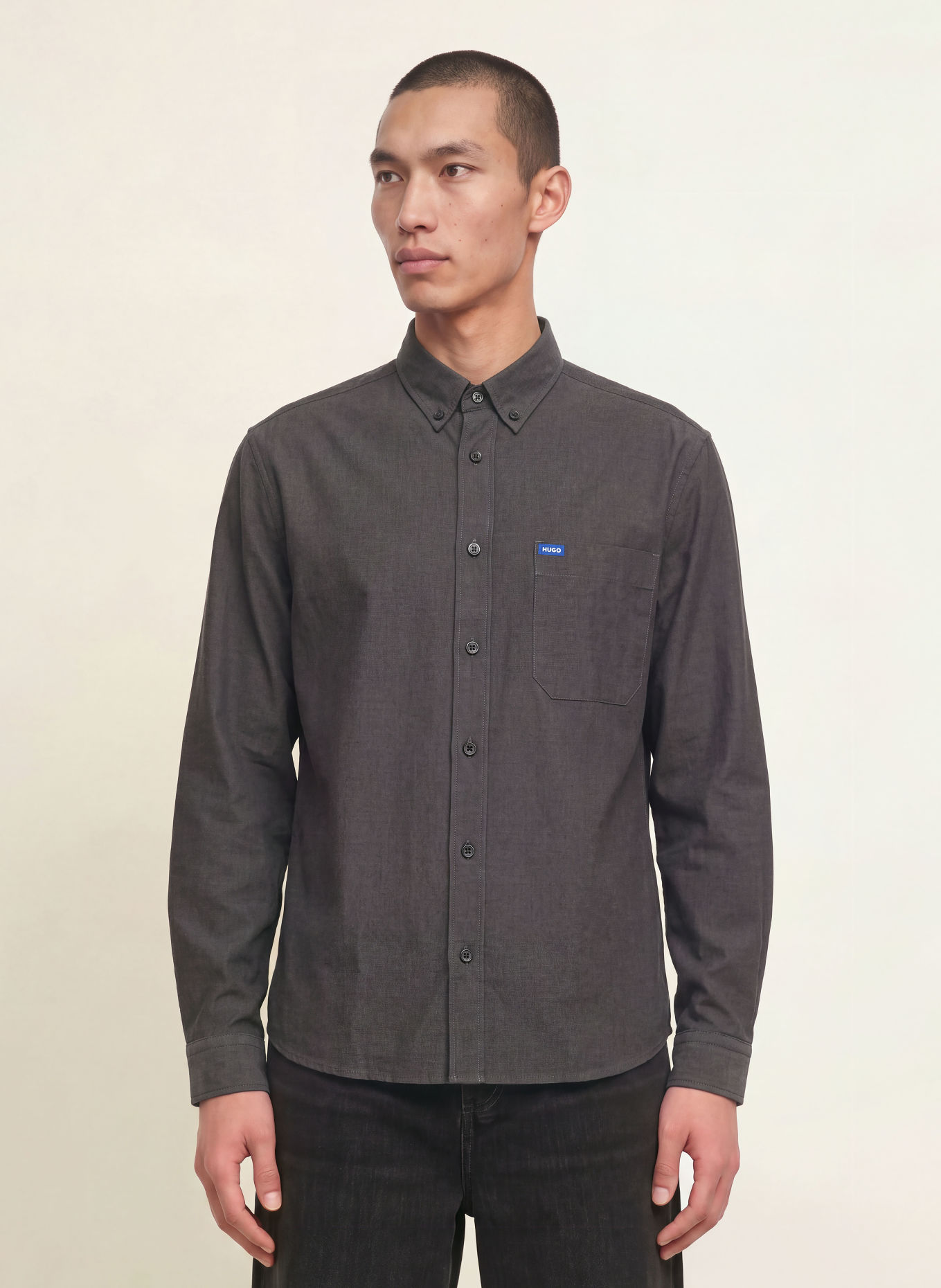 HUGO EBALTO Comfort Fit Shirt: DARK GRAY