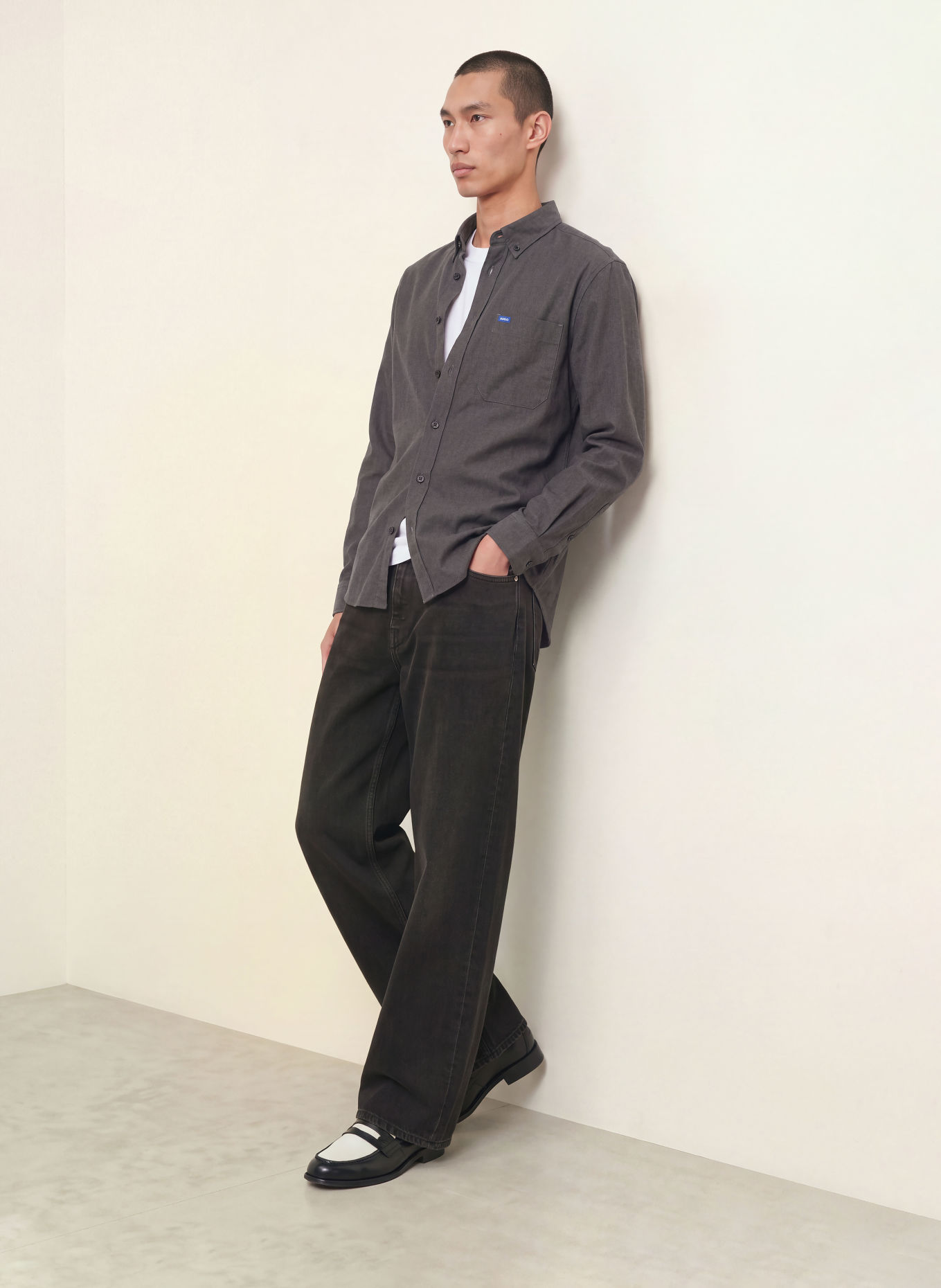HUGO EBALTO Comfort Fit Shirt: DARK GRAY