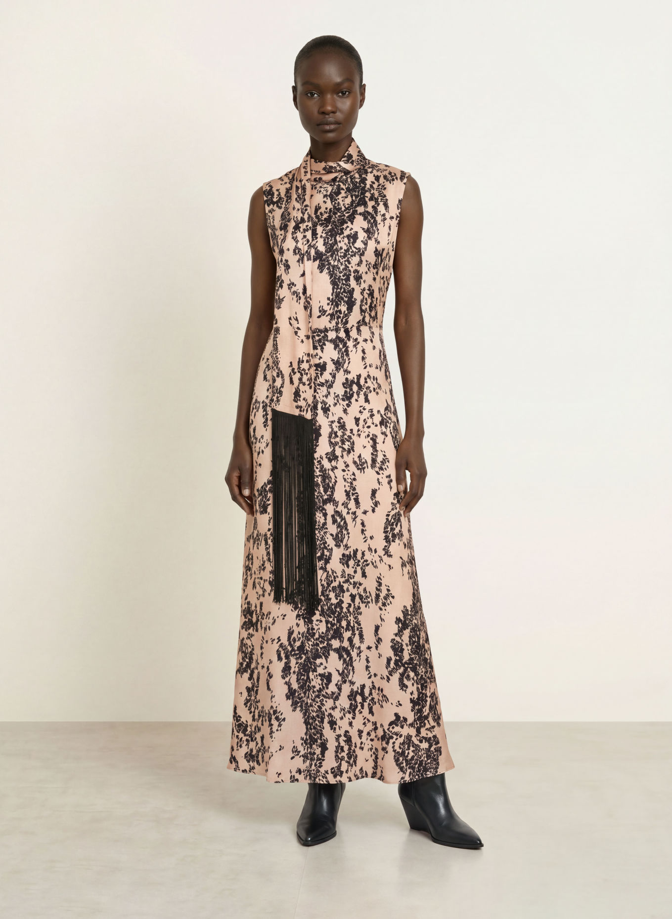ottod'ame Schluppenkleid: HELLBRAUN / SCHWARZ