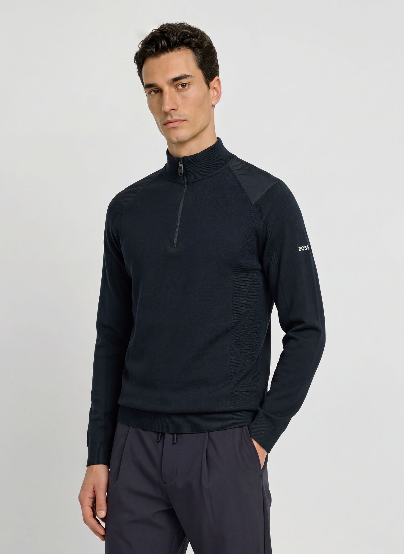 BOSS Half-zip sweater RANK: DARK BLUE