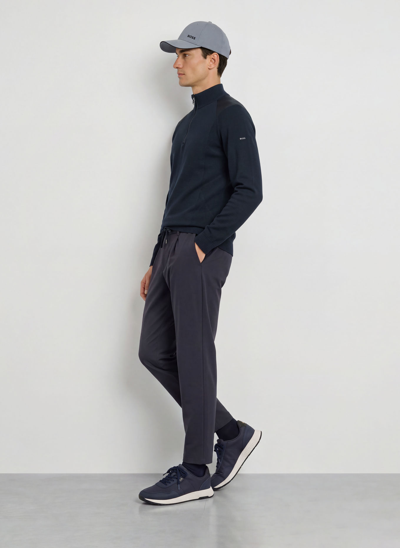 BOSS Half-zip sweater RANK: DARK BLUE