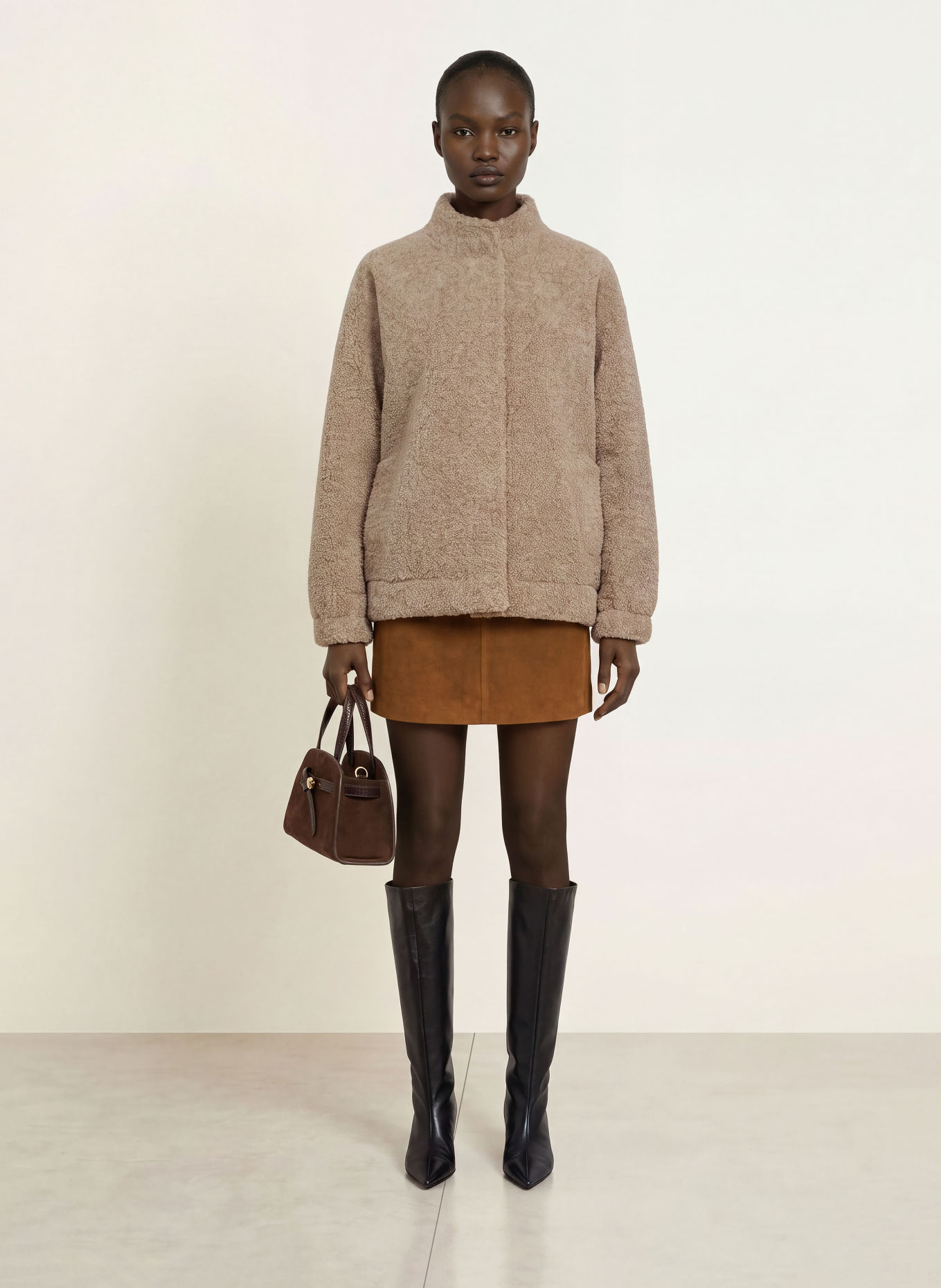 ottod'ame Plush Jacket: LIGHT BROWN