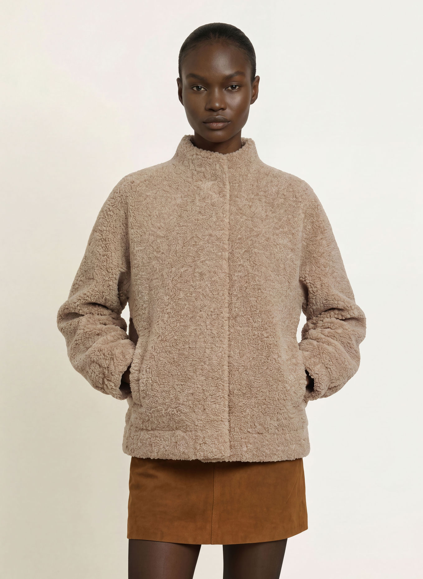 ottod'ame Plush Jacket: LIGHT BROWN