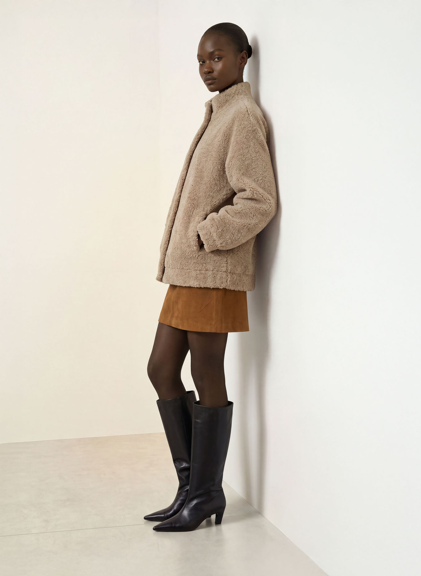 ottod'ame Plush Jacket: LIGHT BROWN