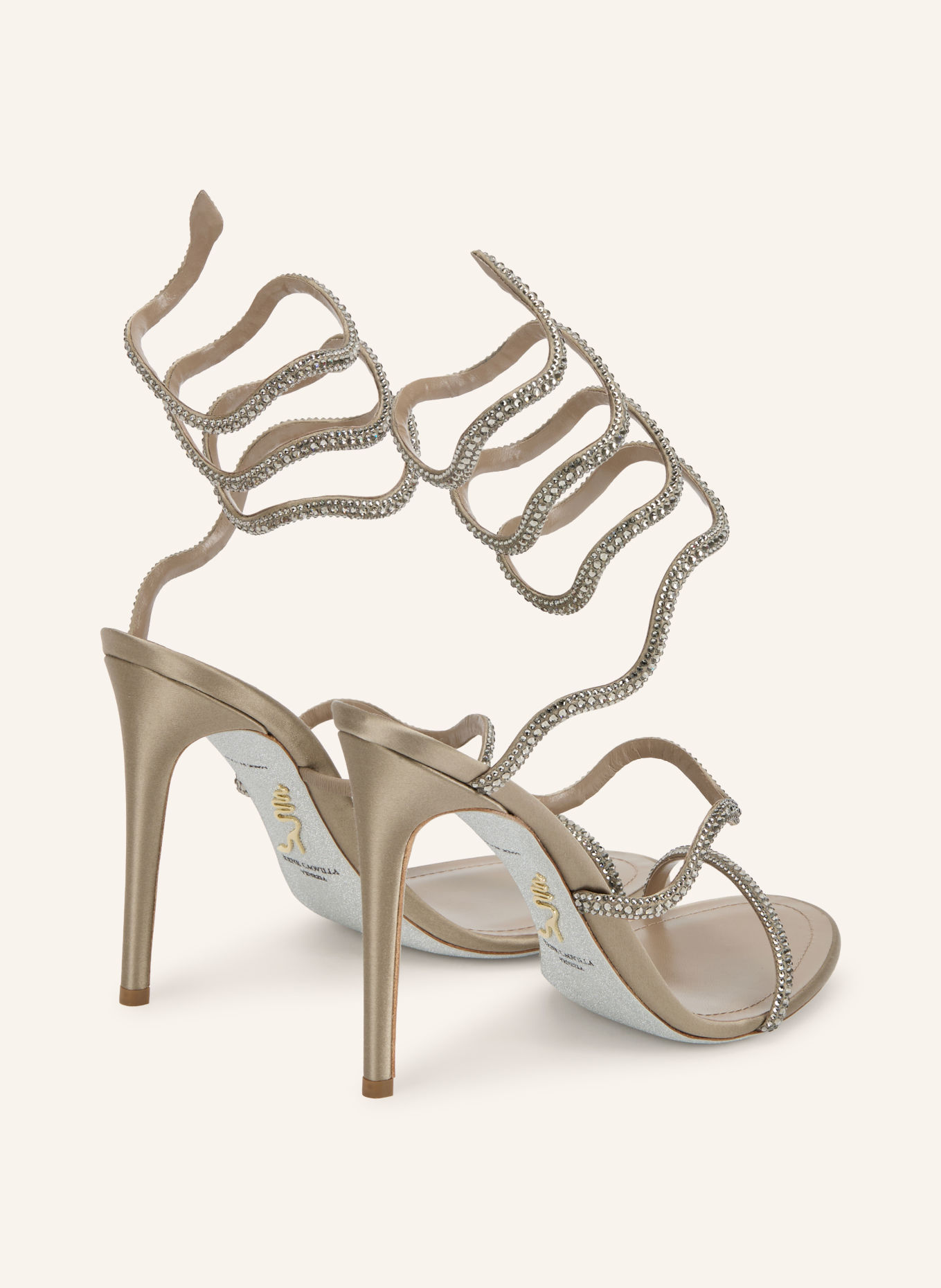 RENE CAOVILLA ONDA Sandals with Rhinestones: SILVER / PLATINUM