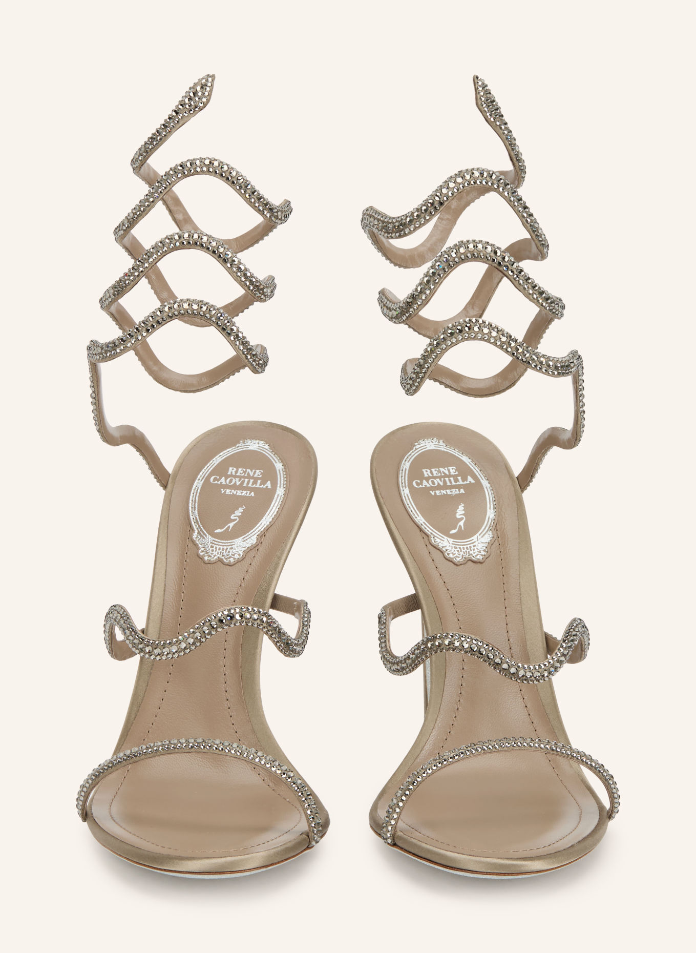 RENE CAOVILLA ONDA Sandals with Rhinestones: SILVER / PLATINUM