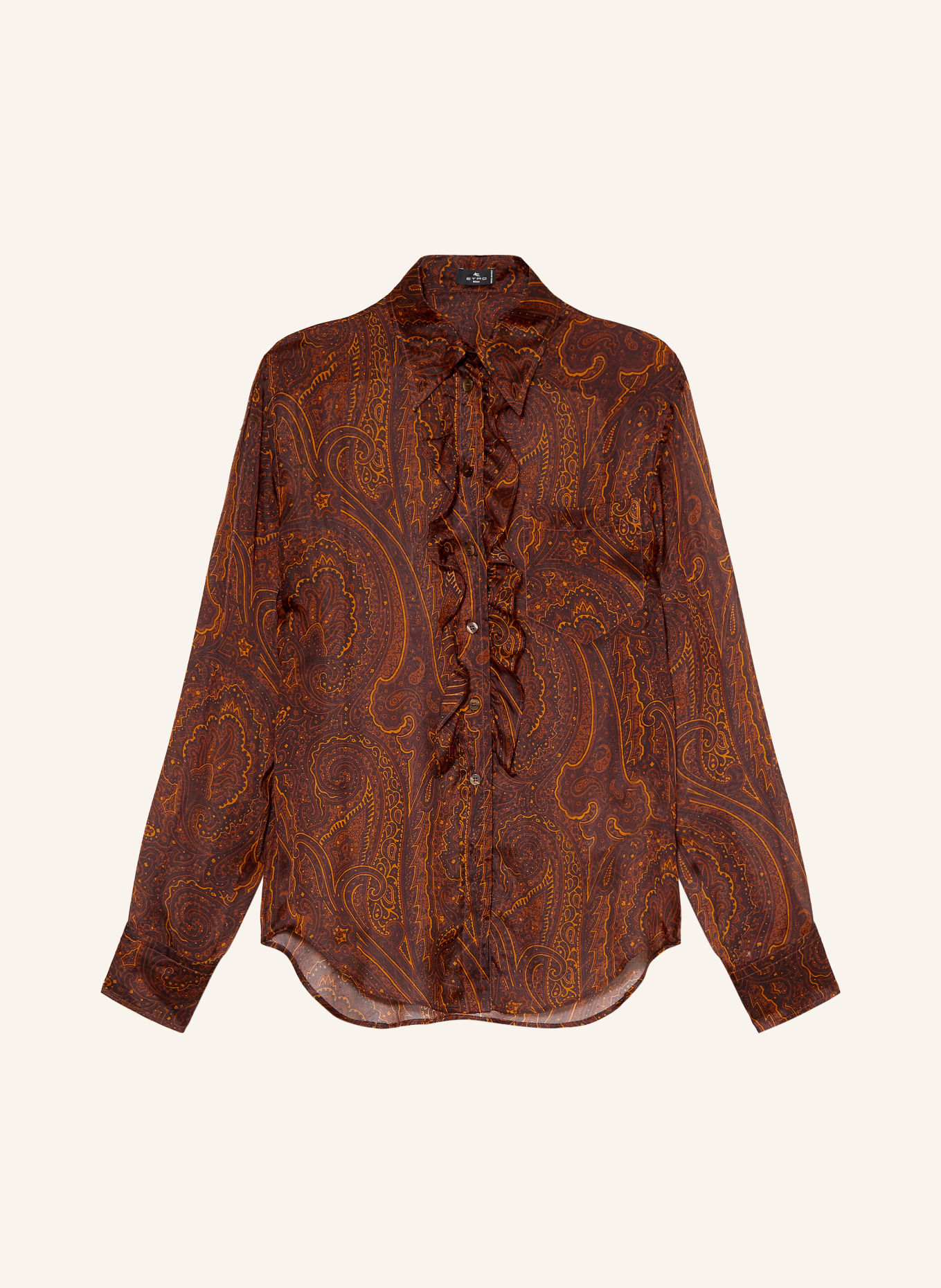 ETRO Hemdbluse aus Seide mit Rüschen: DUNKELBRAUN / COGNAC