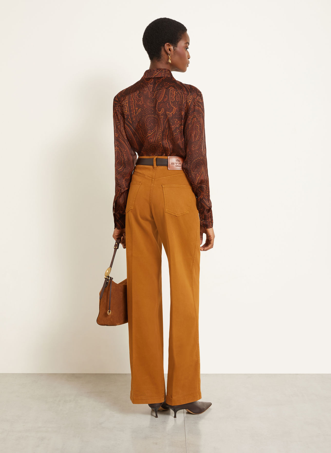 ETRO Hemdbluse aus Seide mit Rüschen: DUNKELBRAUN / COGNAC