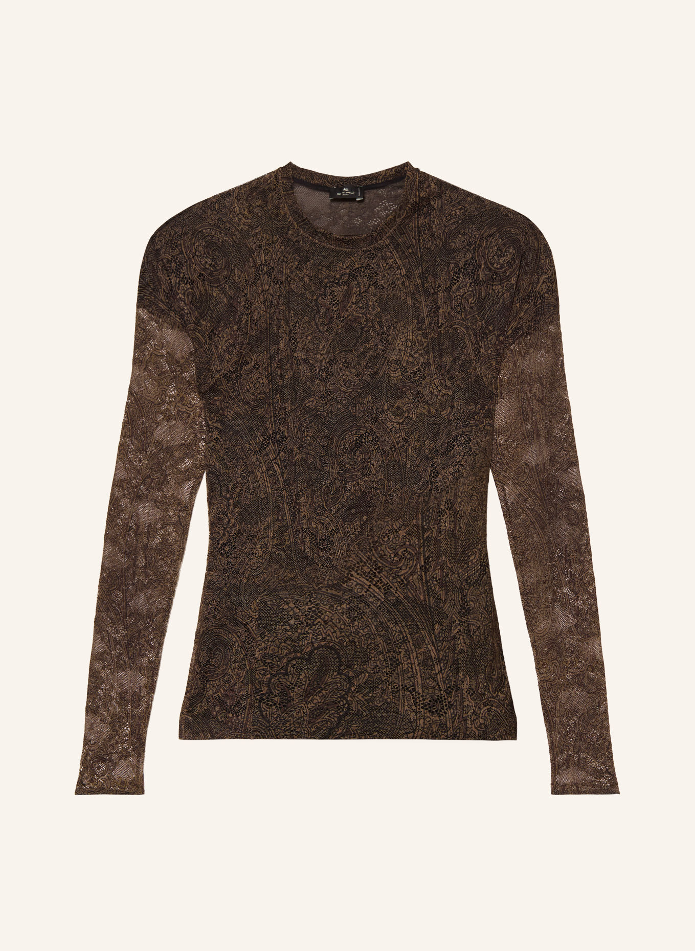 ETRO Longsleeve met lange mouwen van mesh: BRUIN / MARRON FONCÉ