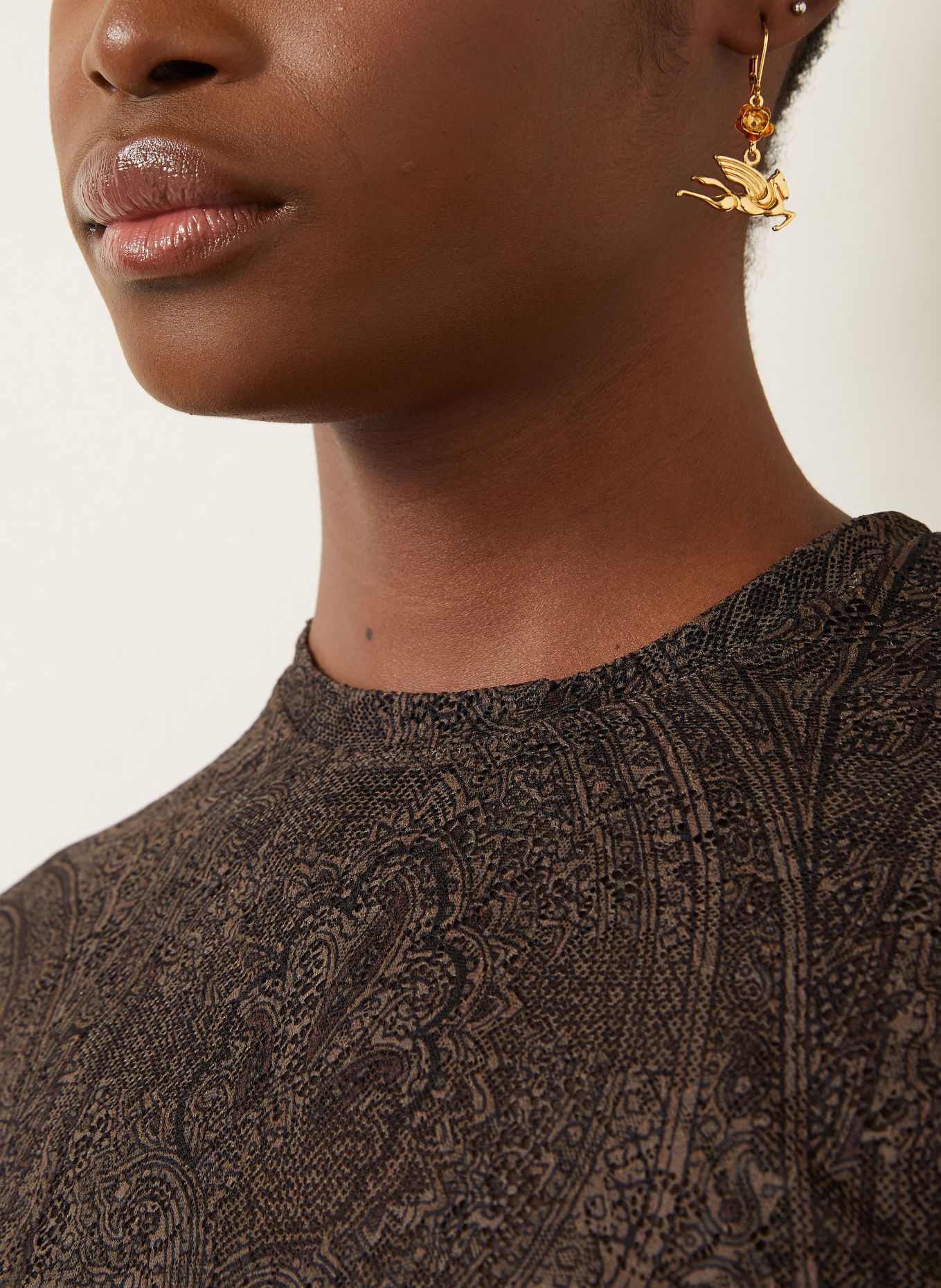 ETRO Longsleeve met lange mouwen van mesh: BRUIN / MARRON FONCÉ