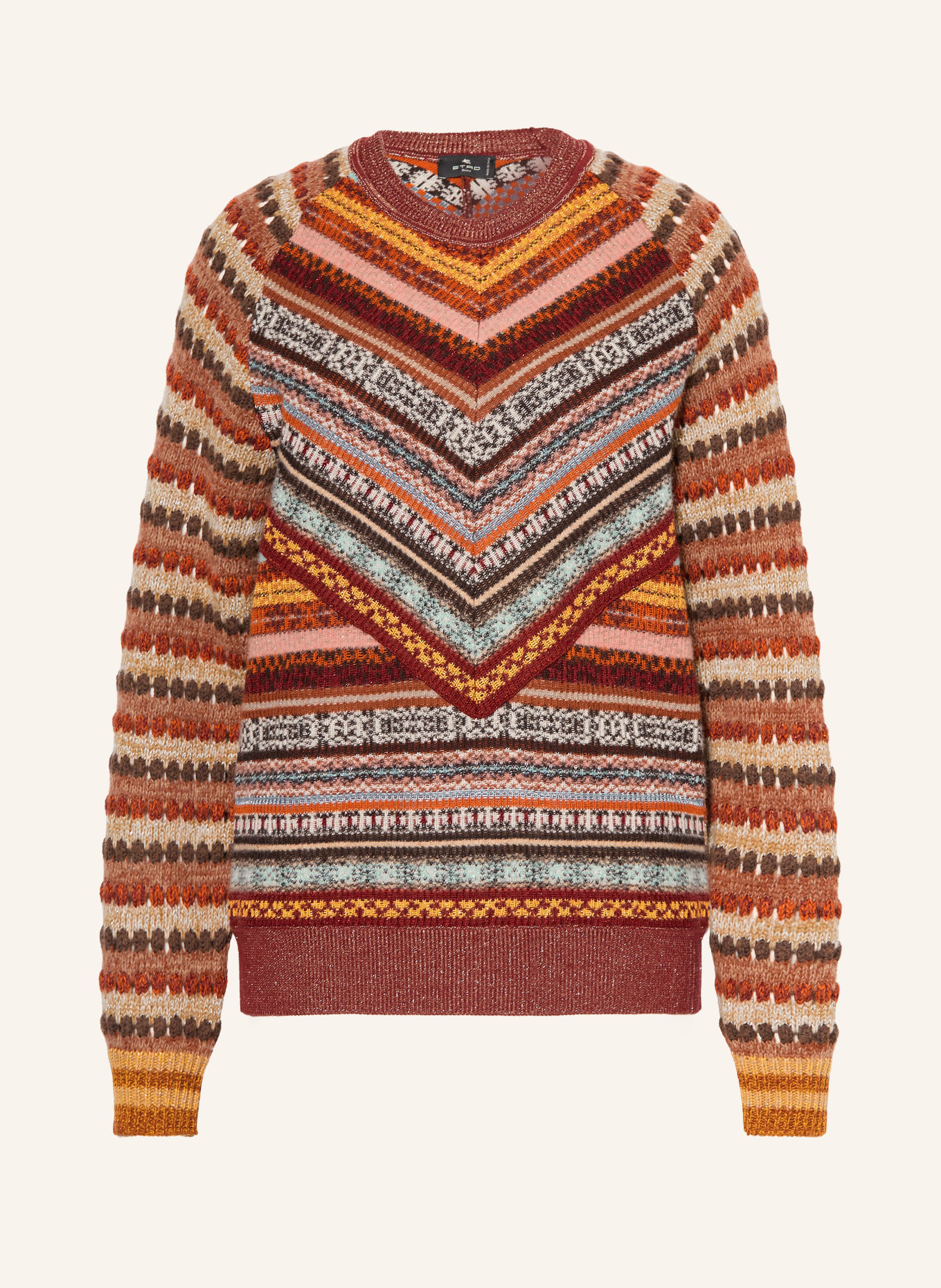 ETRO Sweater with glitter yarn: DARK RED / YELLOW / LIGHT BLUE