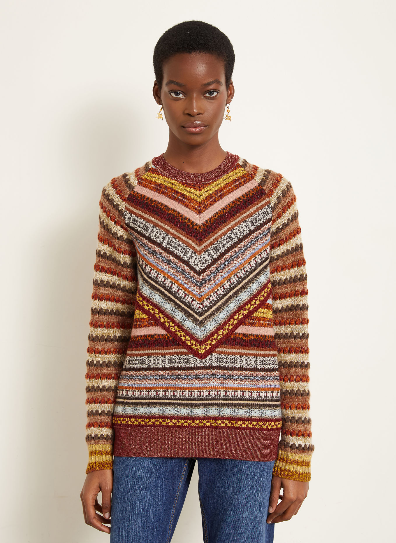 ETRO Sweater with glitter yarn: DARK RED / YELLOW / LIGHT BLUE