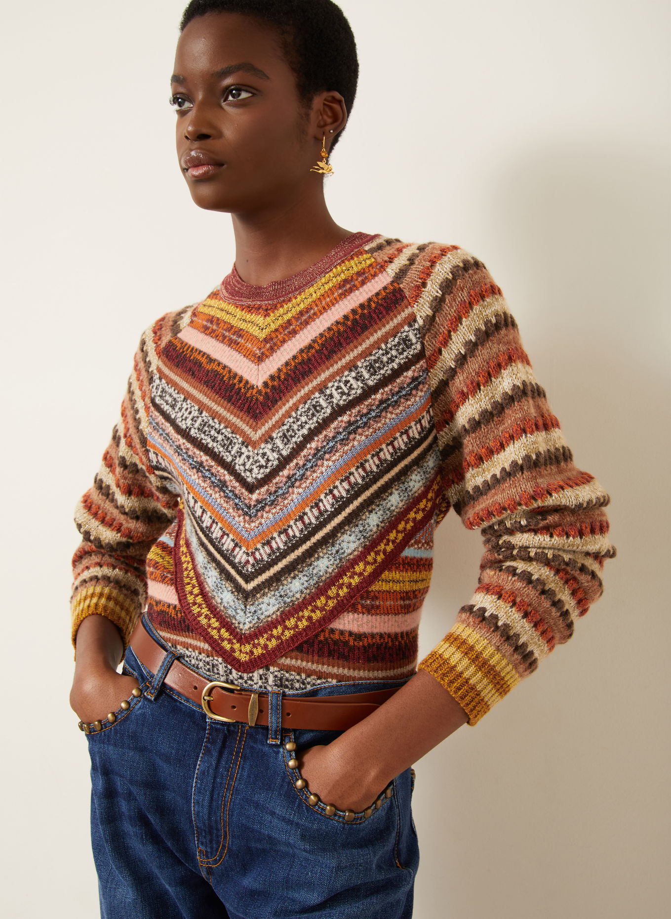 ETRO Sweater with glitter yarn: DARK RED / YELLOW / LIGHT BLUE