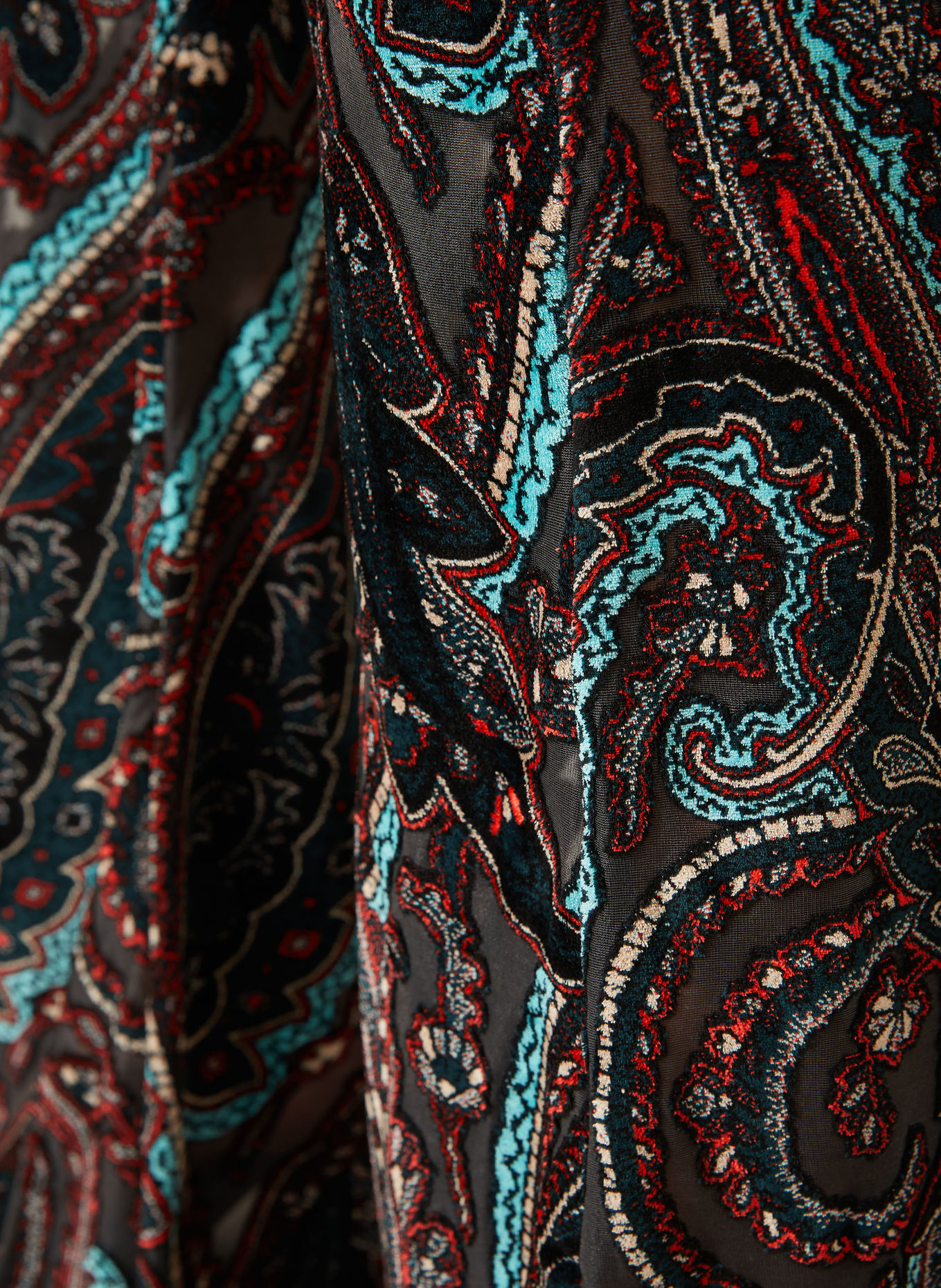 ETRO Bootcut trousers made from velvet: DARK RED / DARK GRAY / TURQUOISE