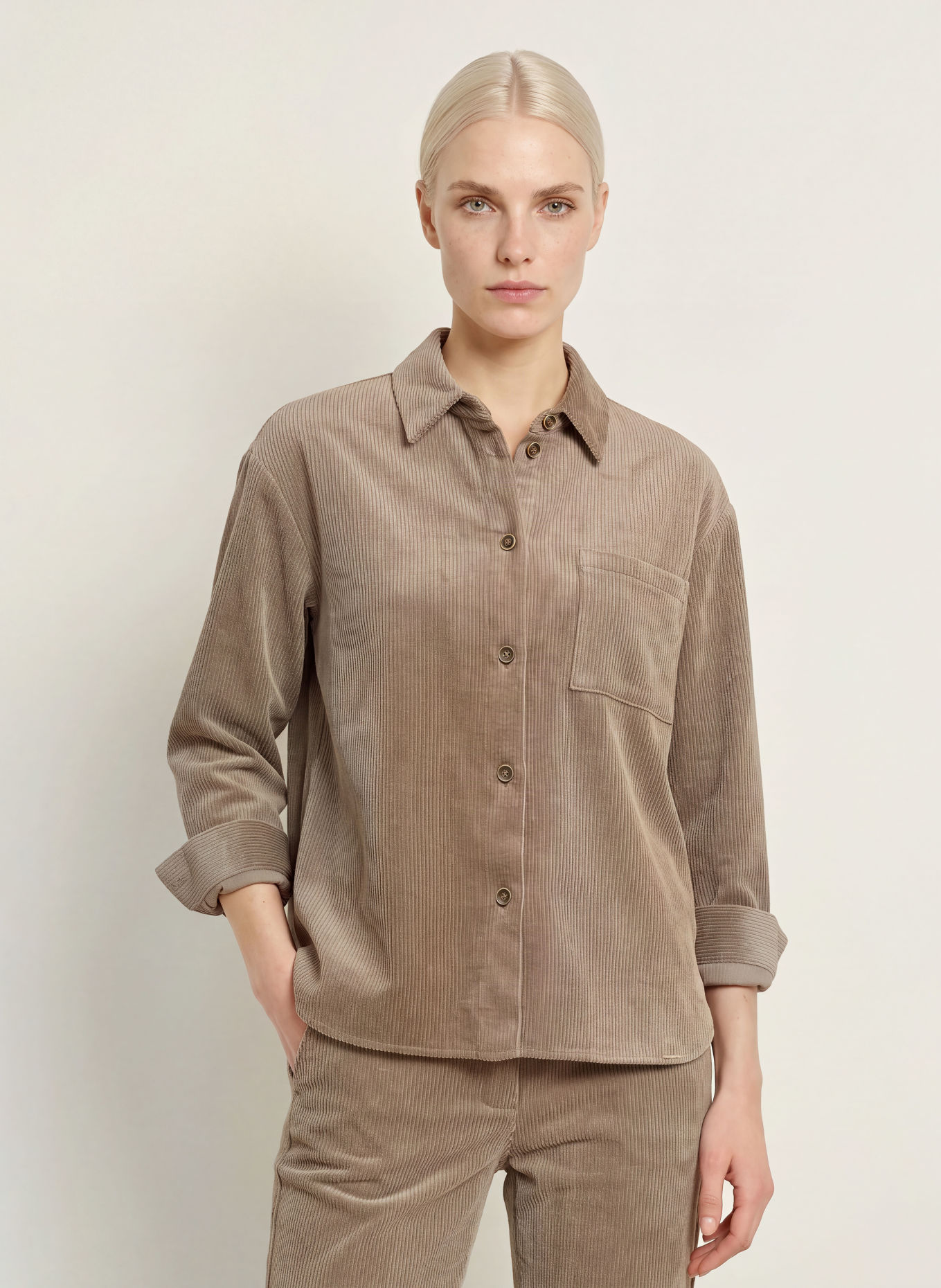 CINQUE CITARI corduroy shirt blouse: GRAY
