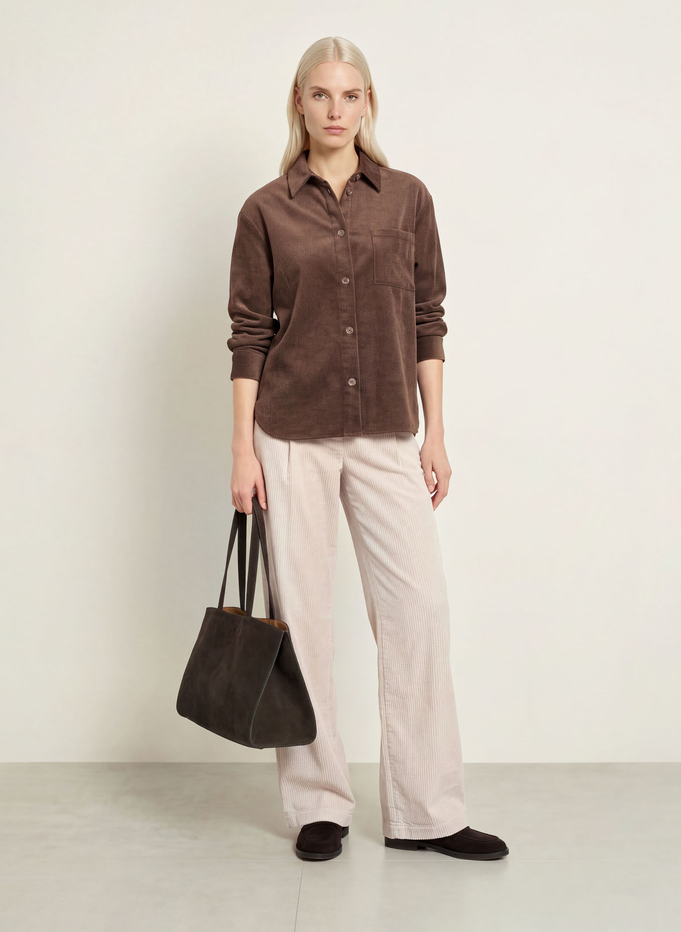 CINQUE CITARI corduroy shirt blouse: DARK BROWN