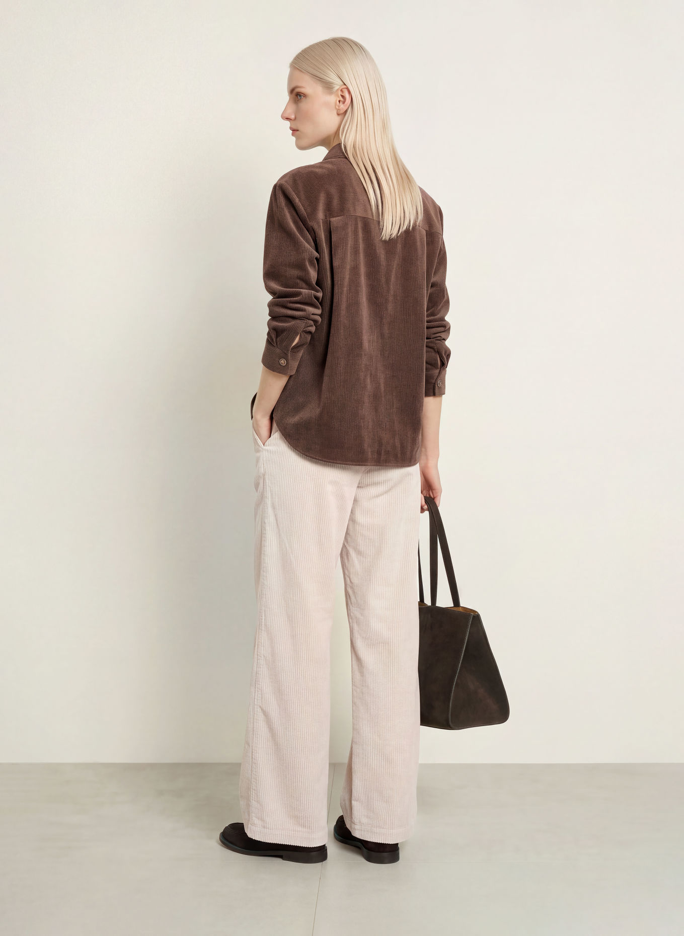 CINQUE CITARI corduroy shirt blouse: DARK BROWN