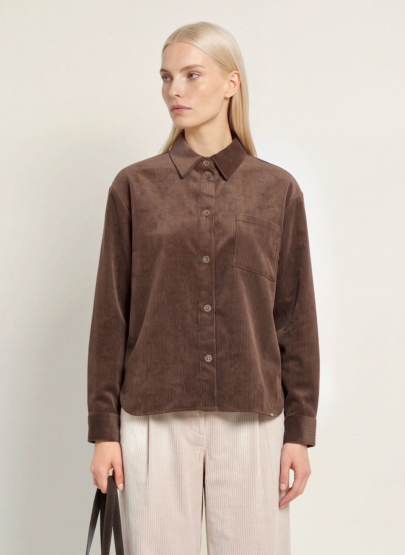 CINQUE CITARI corduroy shirt blouse: DARK BROWN