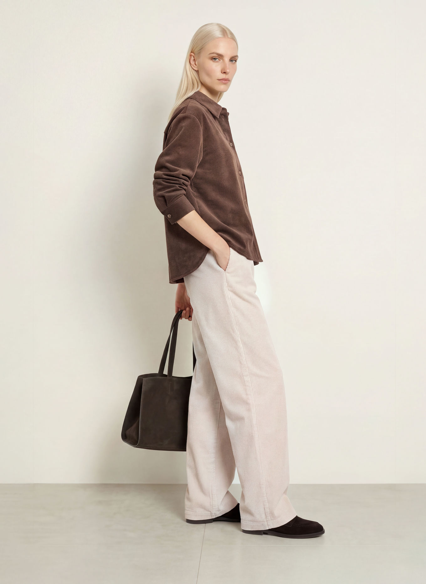 CINQUE CITARI corduroy shirt blouse: DARK BROWN
