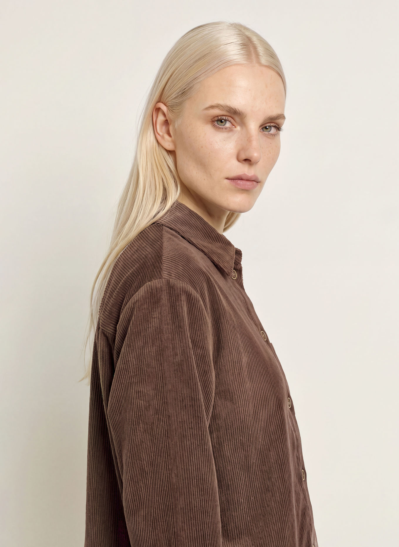 CINQUE CITARI corduroy shirt blouse: DARK BROWN