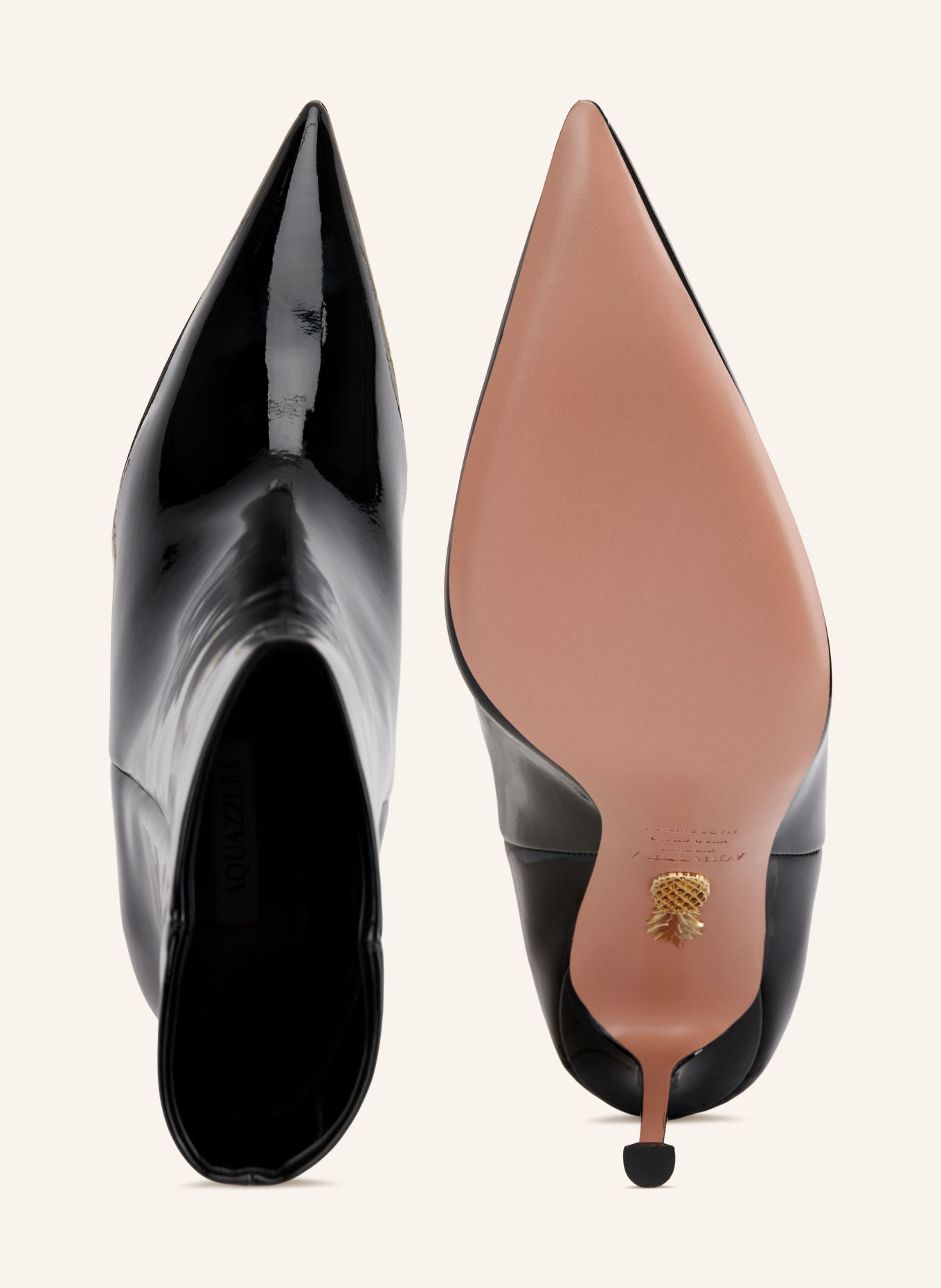 AQUAZZURA HARPER Patent leather ankle boots: BLACK