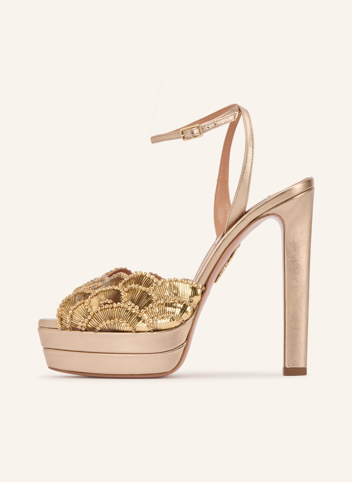 AQUAZZURA CE SOIR platform Sandals with rhinestones: GOLD