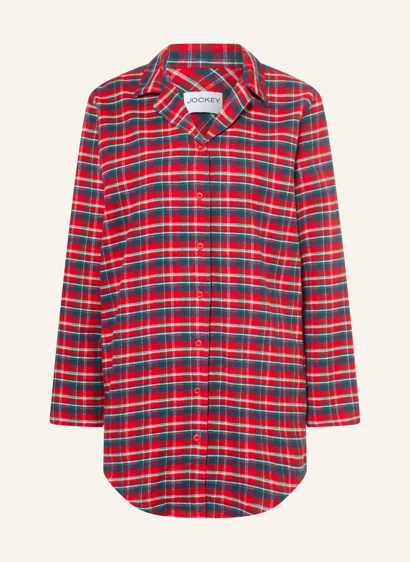 JOCKEY Natkjole i flannel: RØD / MØRKEBLÅ / HVID