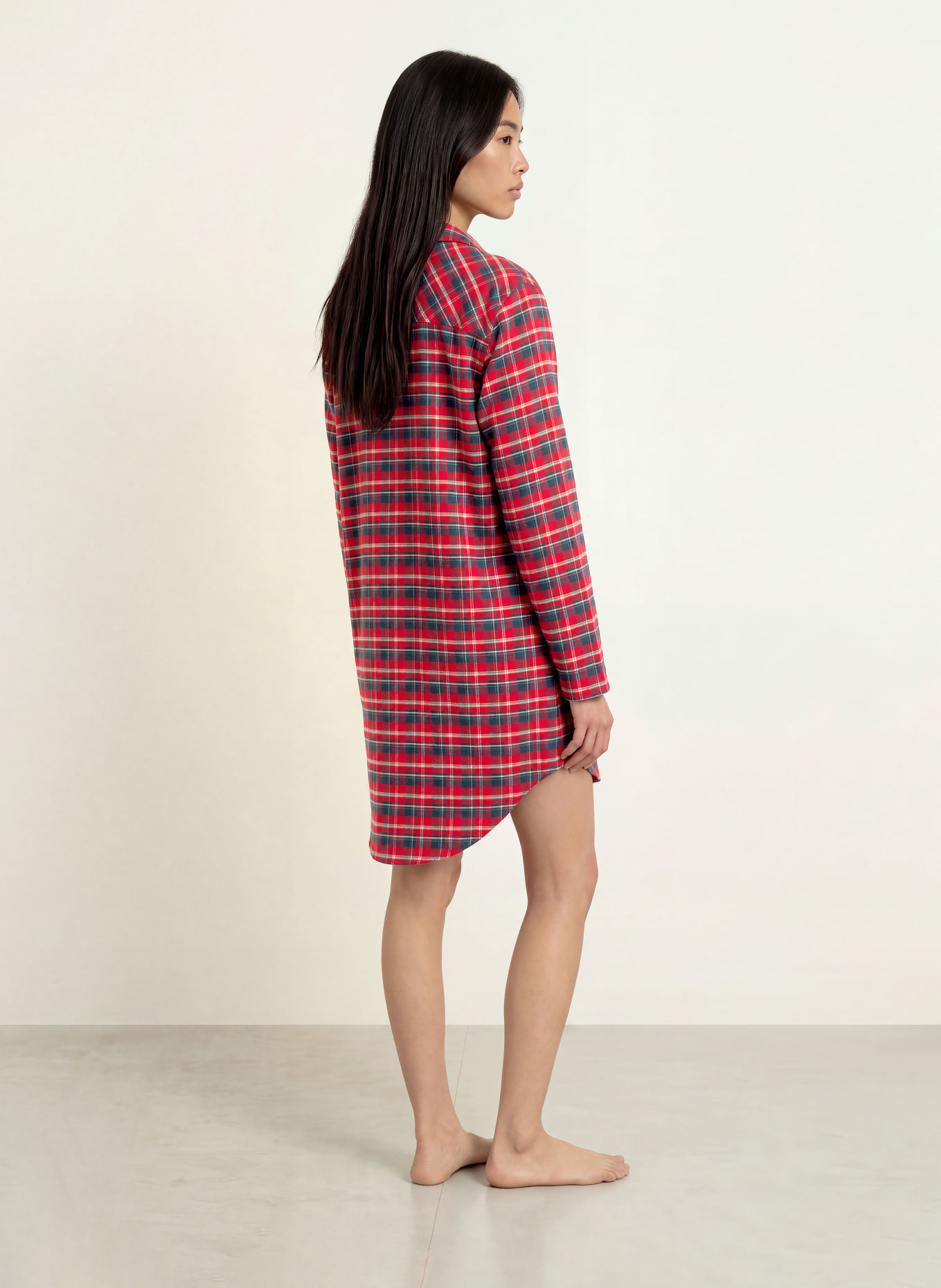 JOCKEY Natkjole i flannel: RØD / MØRKEBLÅ / HVID