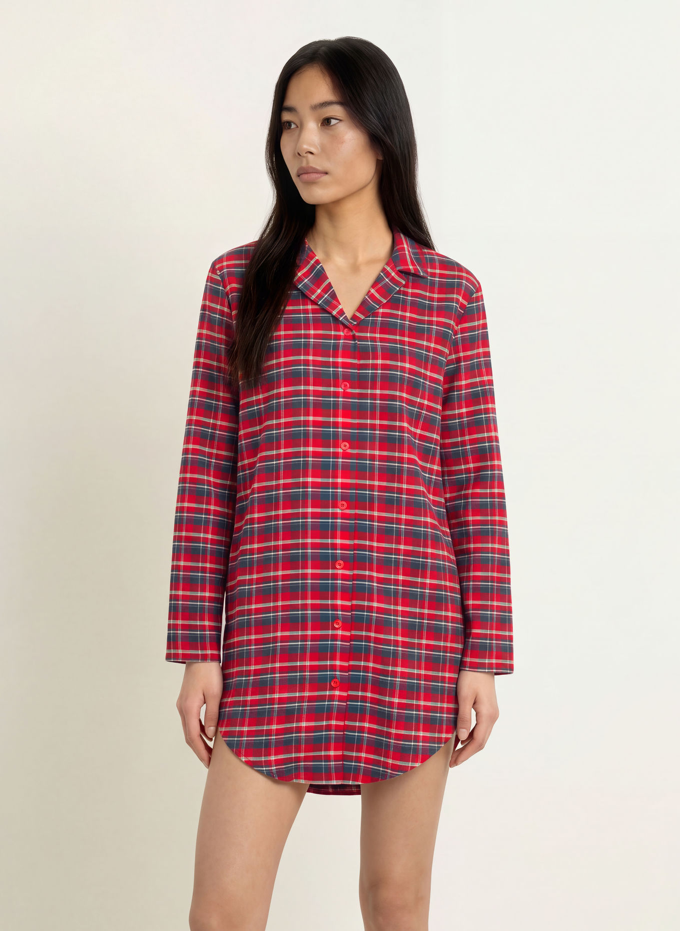 JOCKEY Natkjole i flannel: RØD / MØRKEBLÅ / HVID
