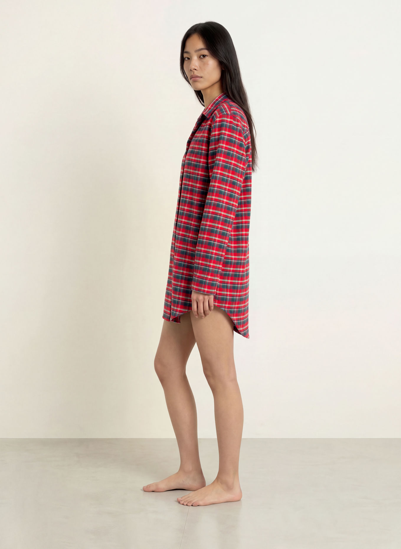 JOCKEY Natkjole i flannel: RØD / MØRKEBLÅ / HVID