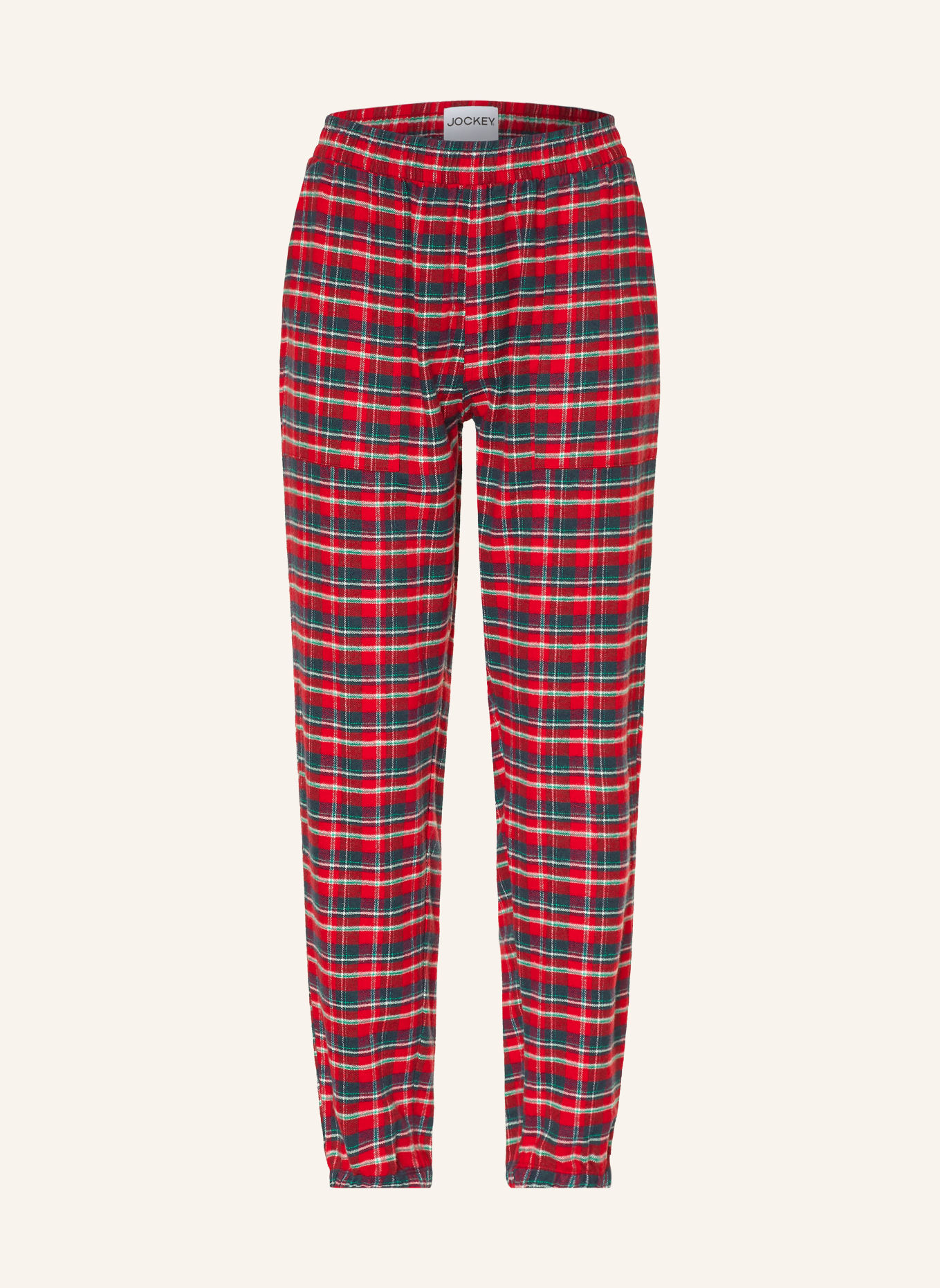 JOCKEY Pyjamasbukser PURE COTTON i flannel: RØD / MØRKEBLÅ / HVID