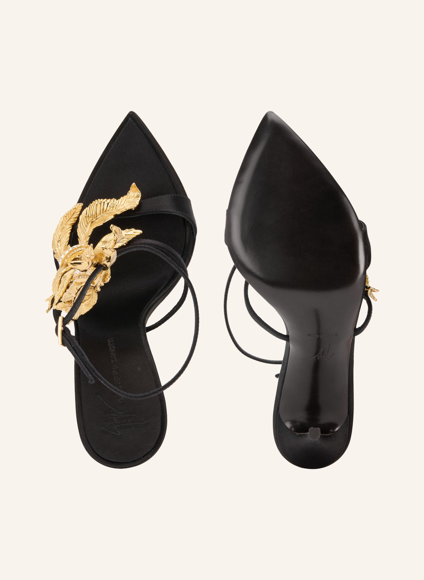 GIUSEPPE ZANOTTI DESIGN Slingpumps INCANTO mit Schmucksteinen: SCHWARZ / GOLD