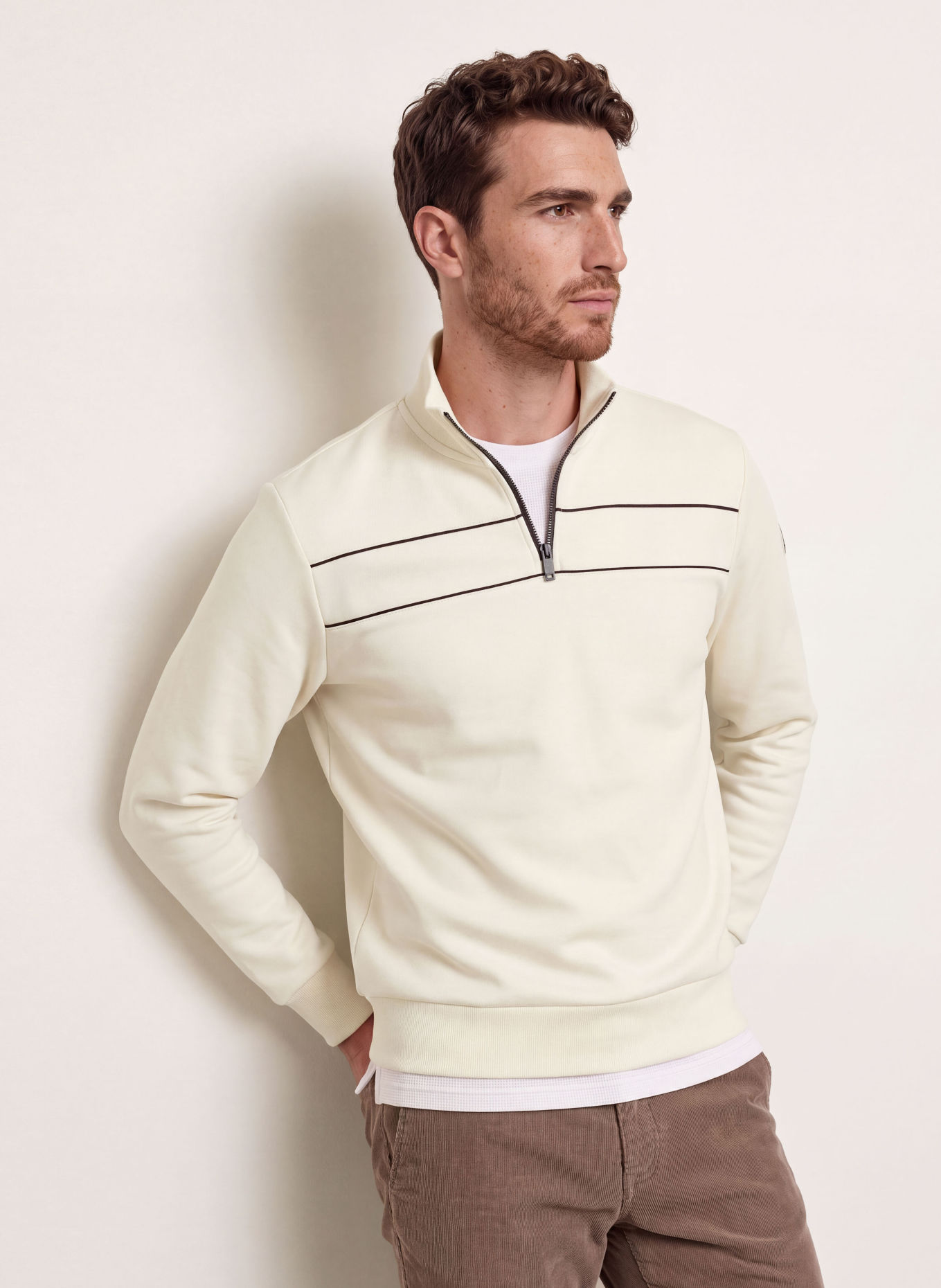 COLMAR Half-zip sweatshirt: WHITE / DARK RED