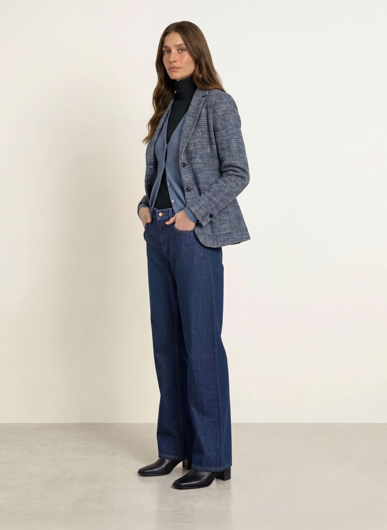 CIRCOLO 1901 Blazer din alpaca: ALBASTRU ÎNCHIS / GRI ÎNCHIS / NEGRU
