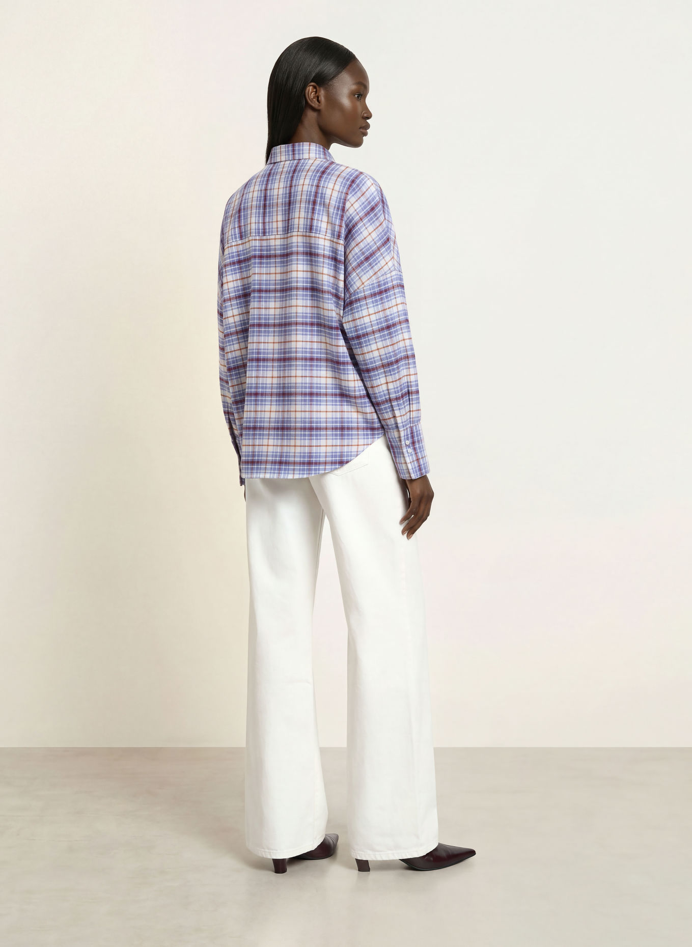 ROBERT FRIEDMAN Chemisier oversize CARYL en flanelle: CRÈME / ROUGE / BLEU