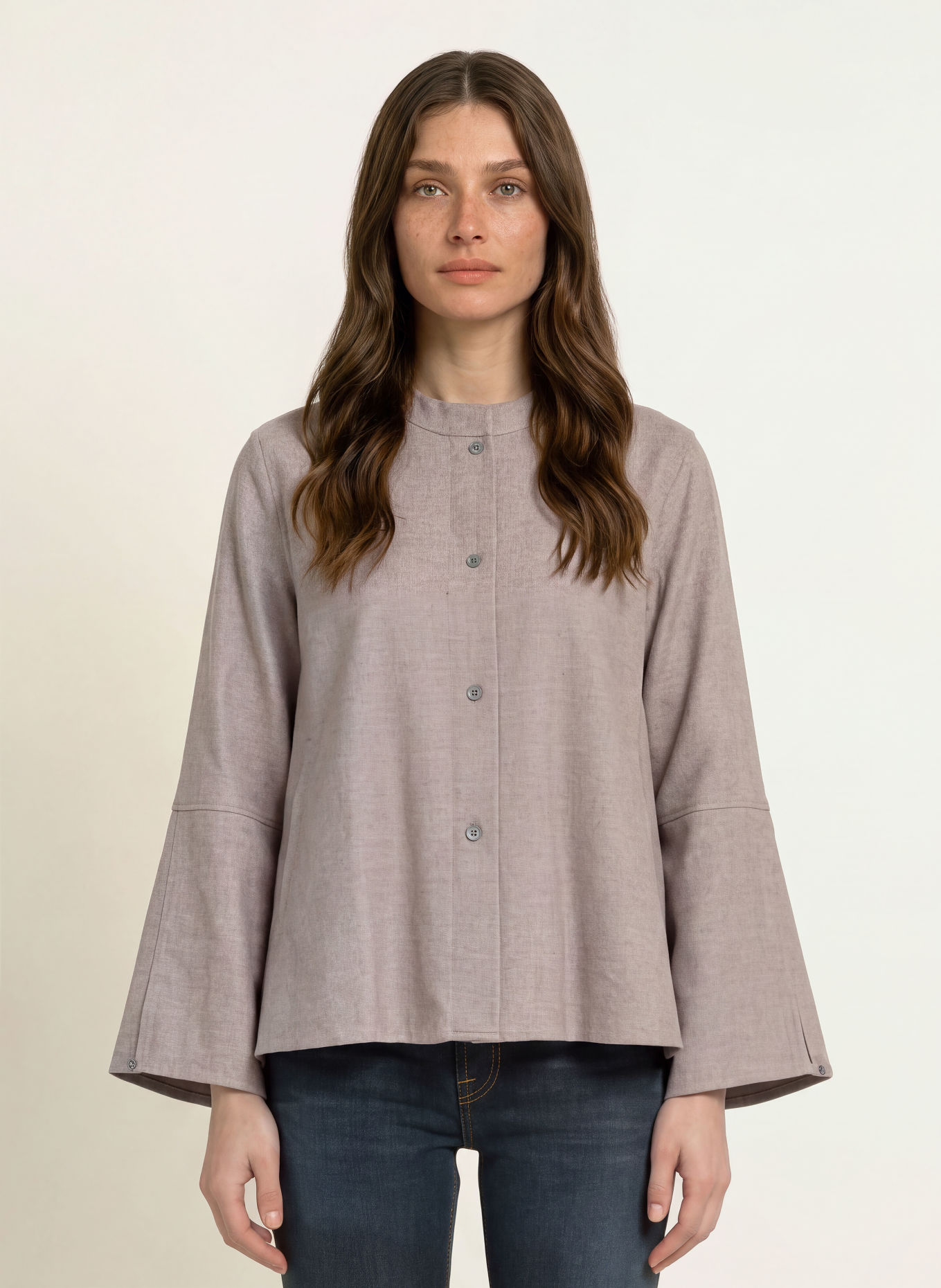 ROBERT FRIEDMAN Flanellblus ZOE: TAUPE