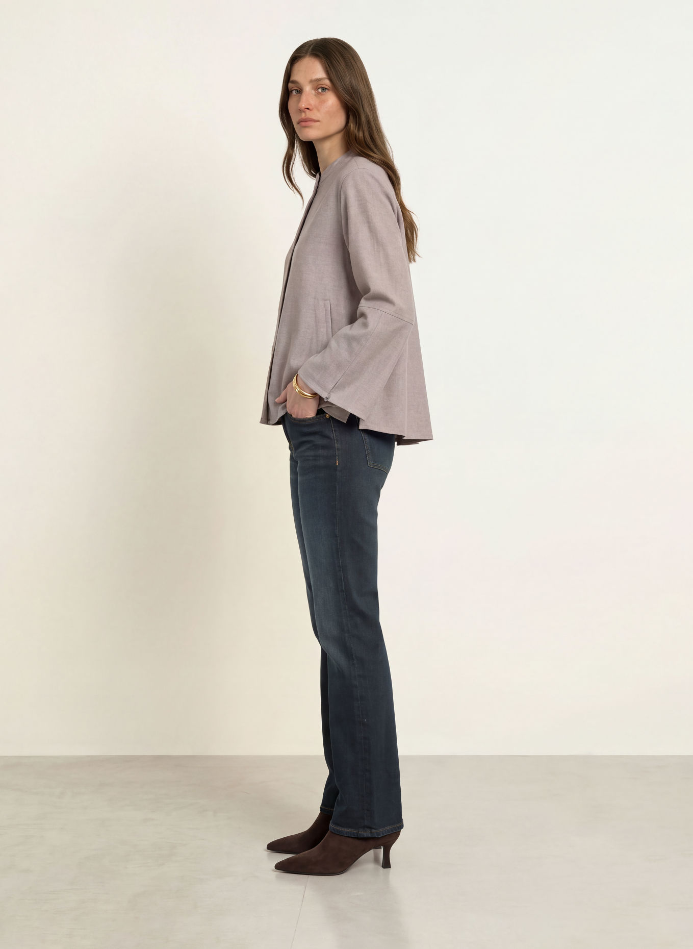 ROBERT FRIEDMAN Flanellblus ZOE: TAUPE