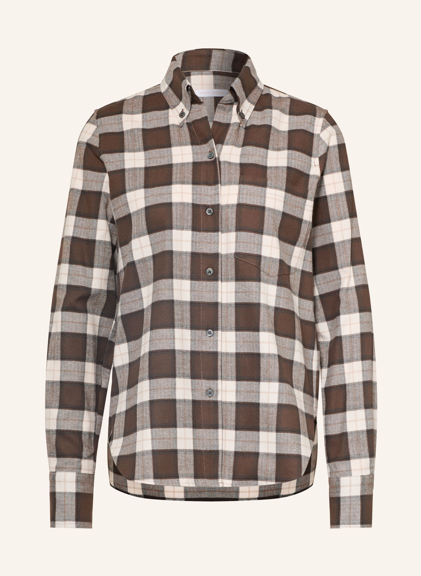 ROBERT FRIEDMAN Flanel shirt blouse: DARK BROWN / BEIGE / WHITE