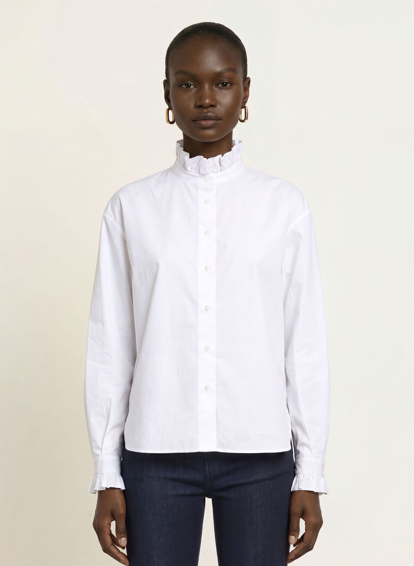 ROBERT FRIEDMAN Blus med volanger: VIT