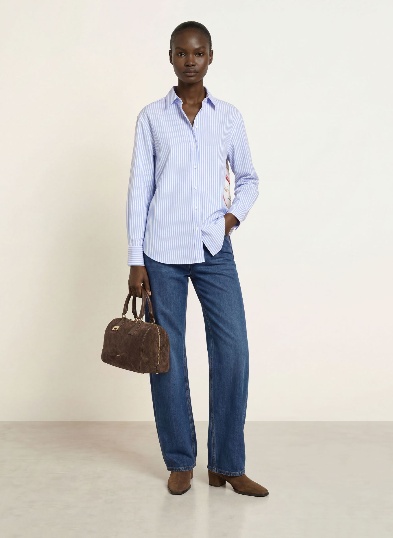 ROBERT FRIEDMAN RESY Shirt blouse: WHITE / LIGHT BLUE
