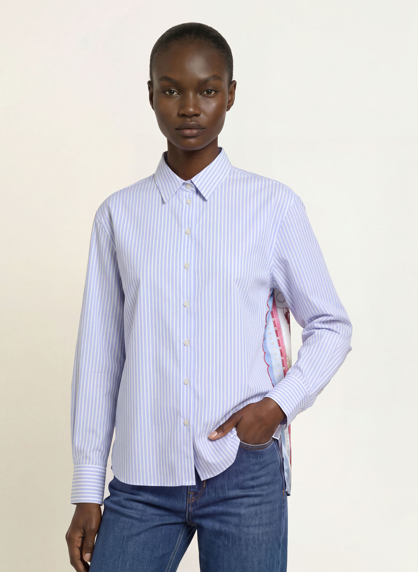 ROBERT FRIEDMAN RESY Shirt blouse: WHITE / LIGHT BLUE