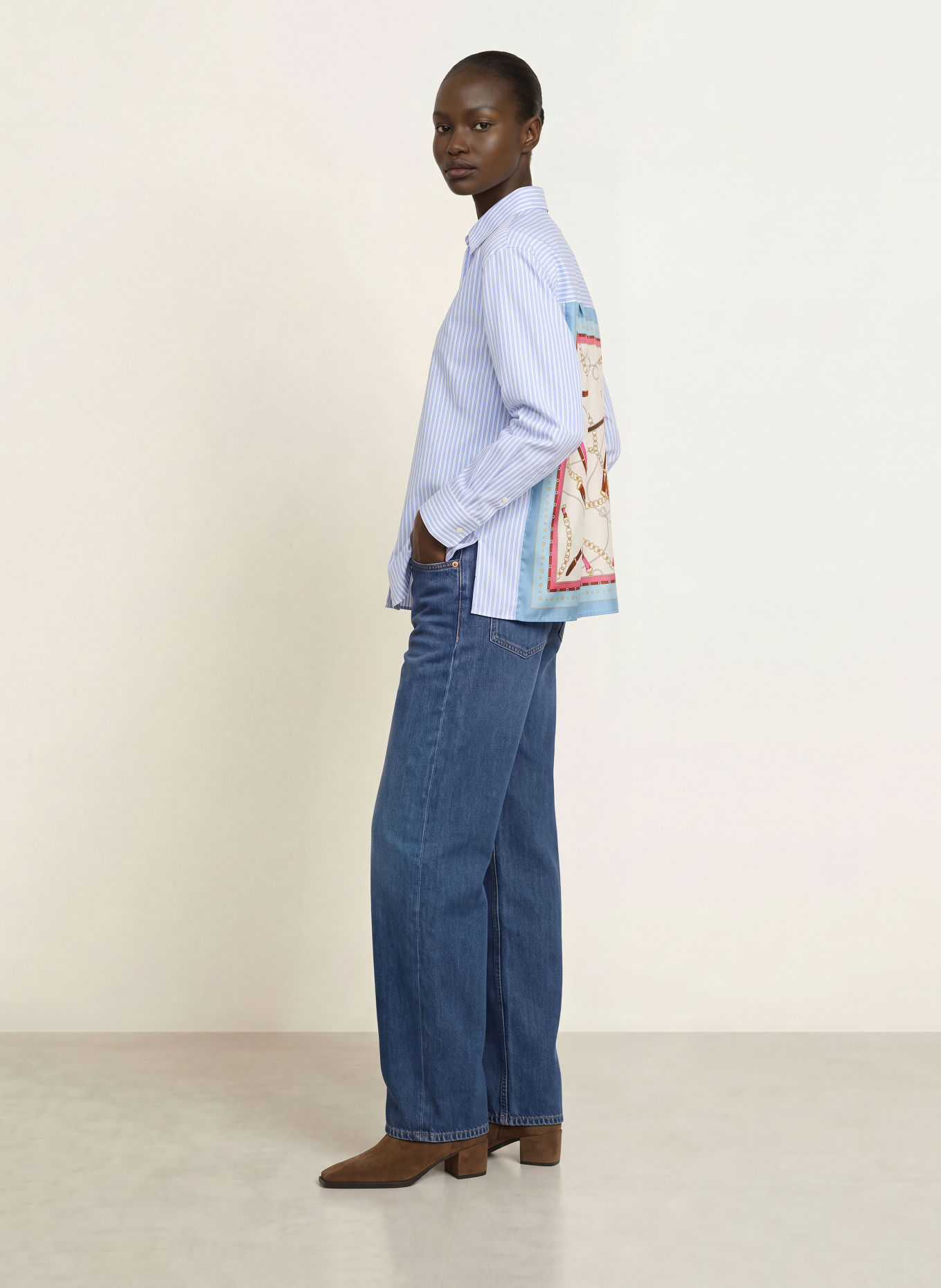ROBERT FRIEDMAN RESY Shirt blouse: WHITE / LIGHT BLUE