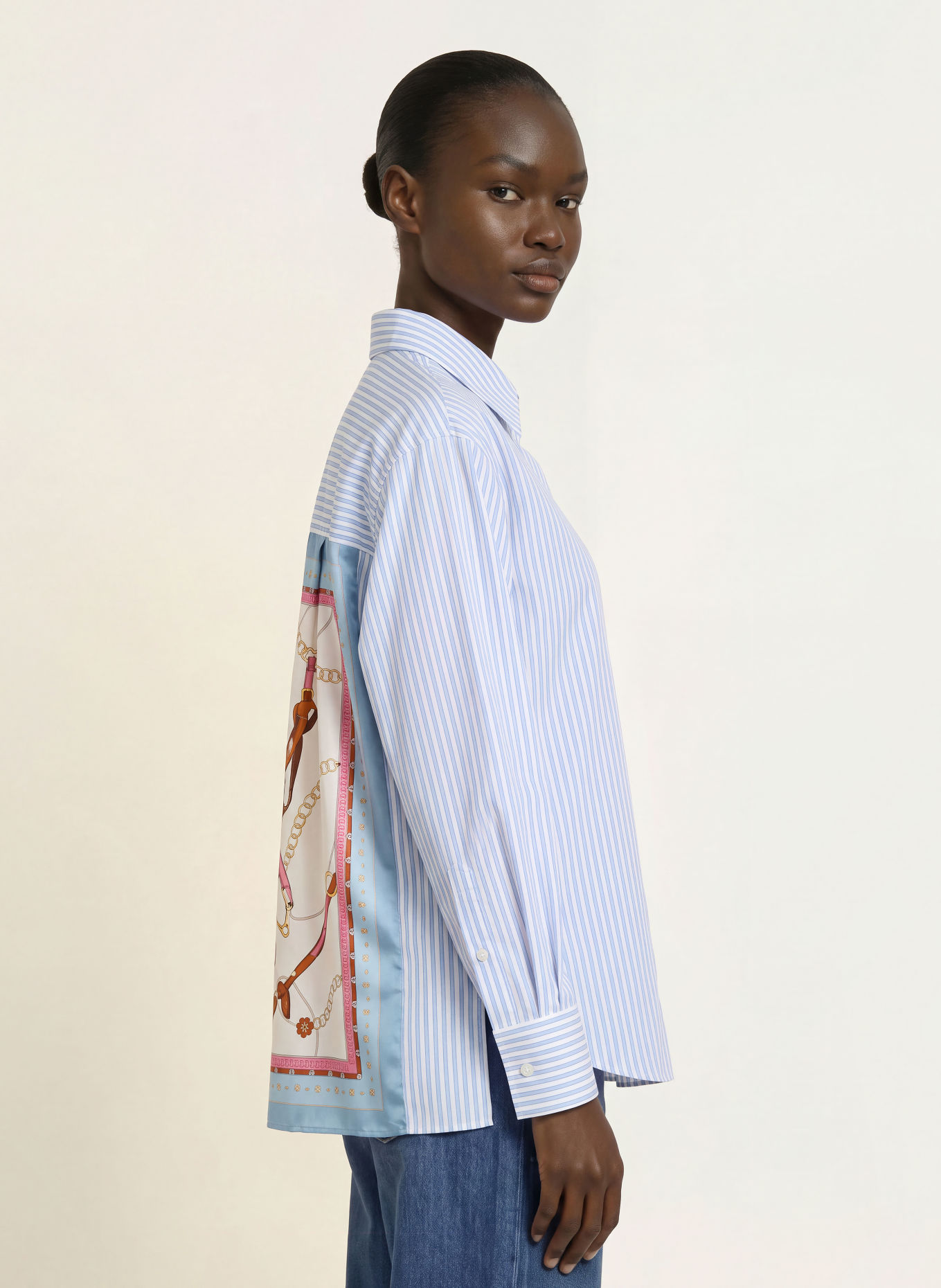 ROBERT FRIEDMAN RESY Shirt blouse: WHITE / LIGHT BLUE