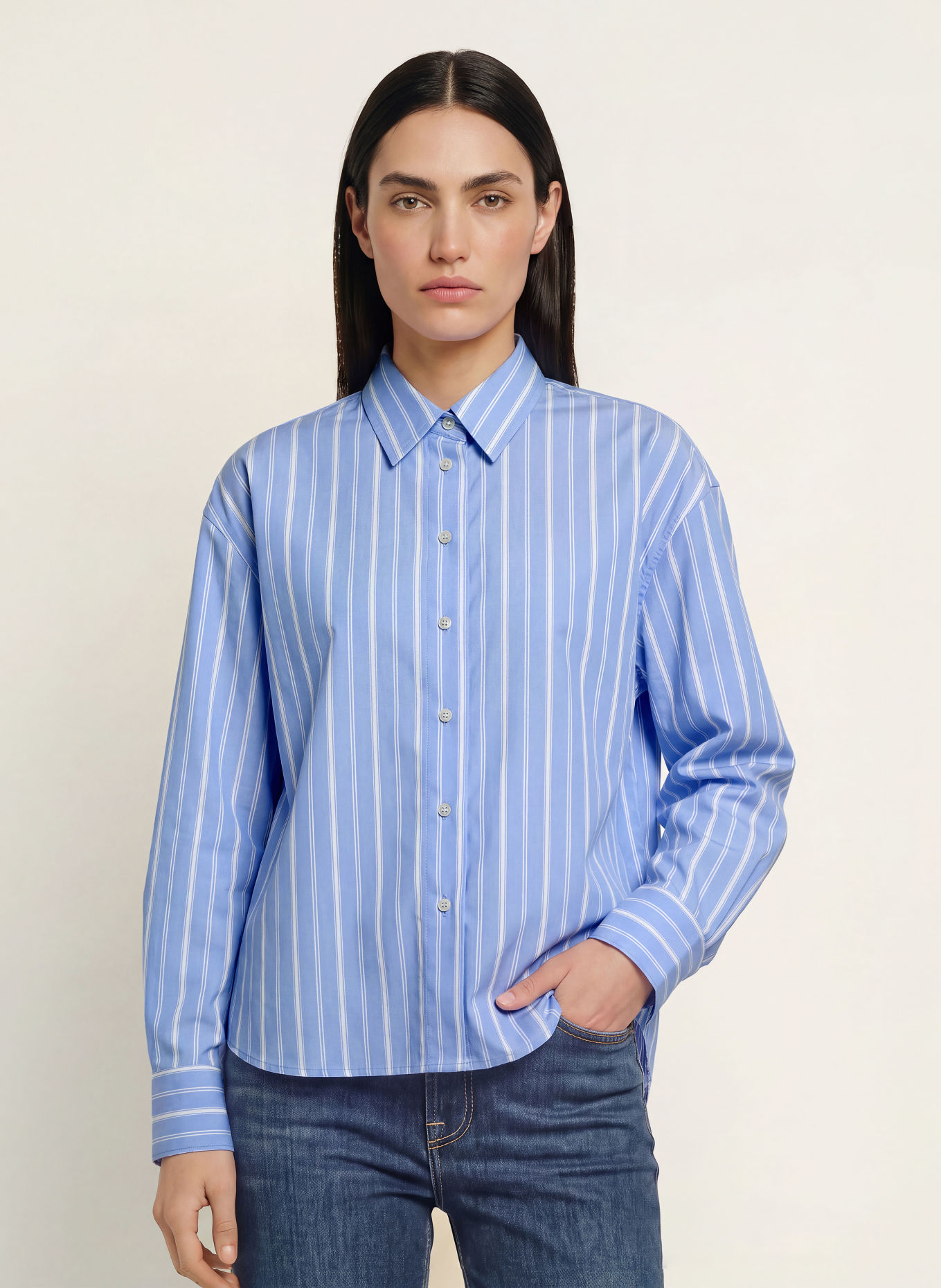 ROBERT FRIEDMAN Hemdbluse RENEE: HELLBLAU / WEISS