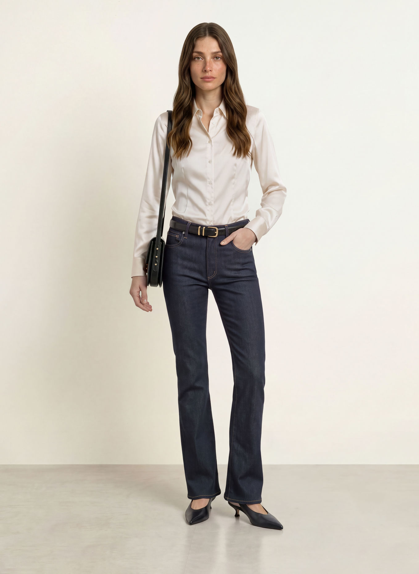 ROBERT FRIEDMAN AGATA Satin Shirt blouse: CREAM