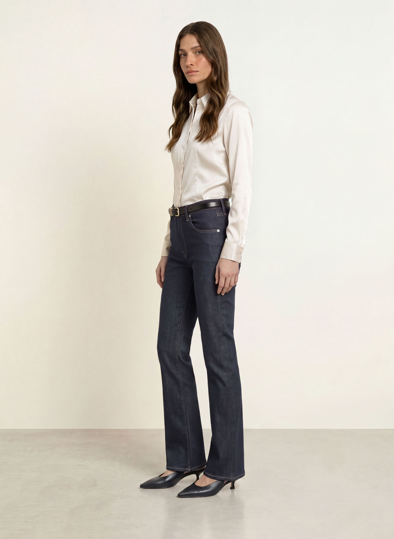 ROBERT FRIEDMAN AGATA Satin Shirt blouse: CREAM