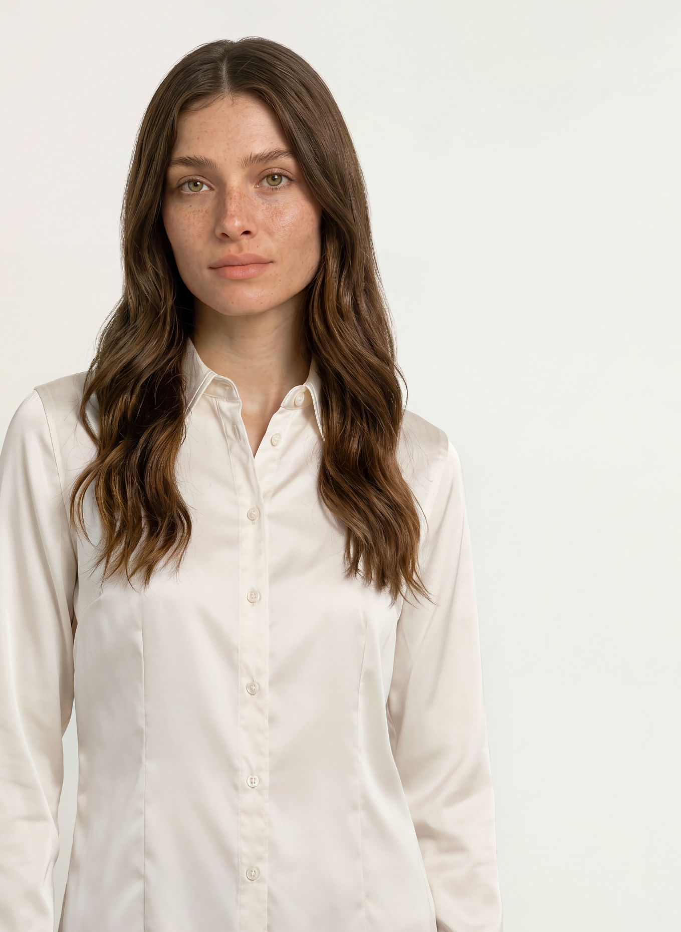 ROBERT FRIEDMAN AGATA Satin Shirt blouse: CREAM