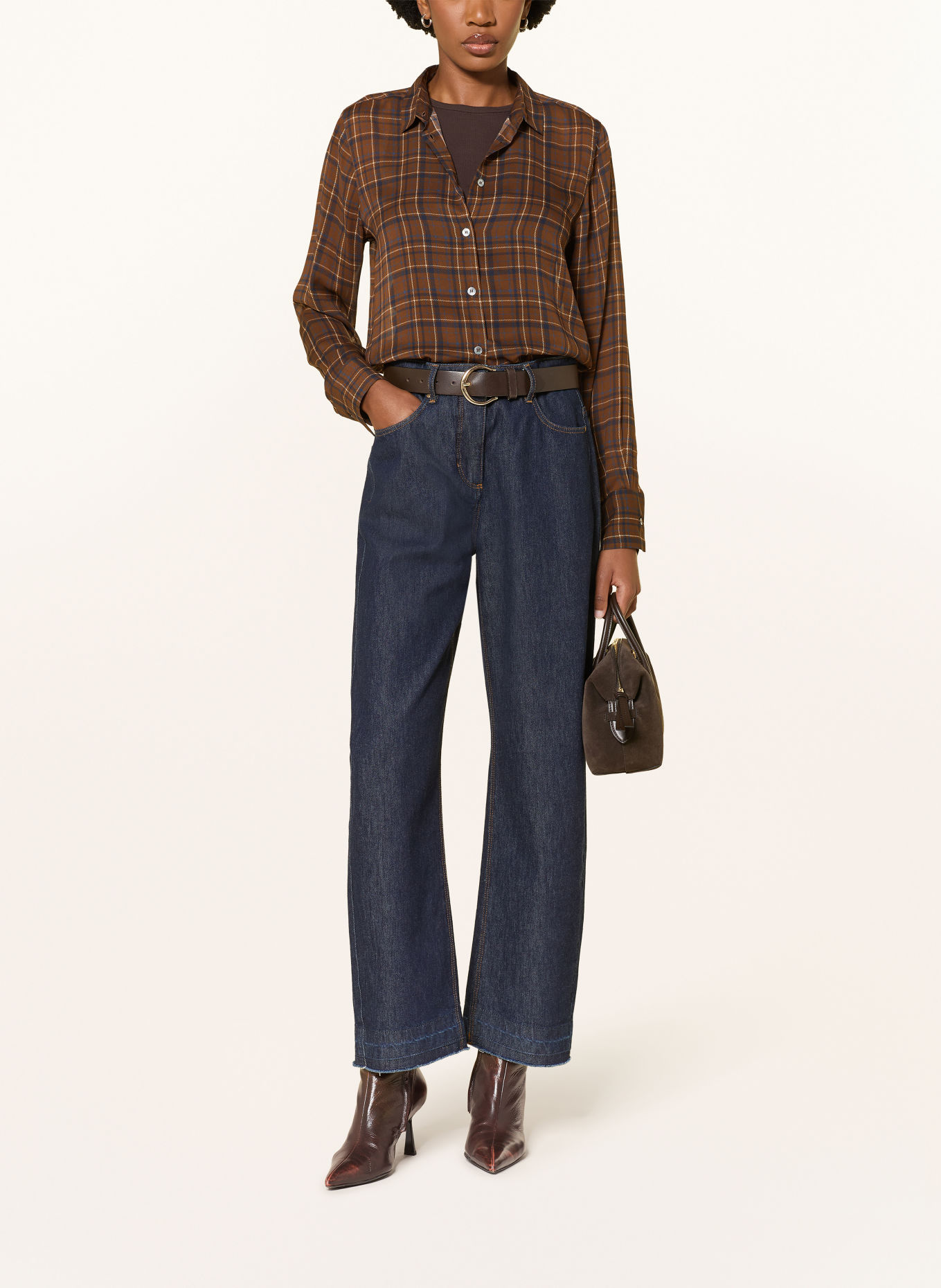 ROBERT FRIEDMAN Chemisier: MARRON FONCÉ / BEIGE / BLEU FONCÉ