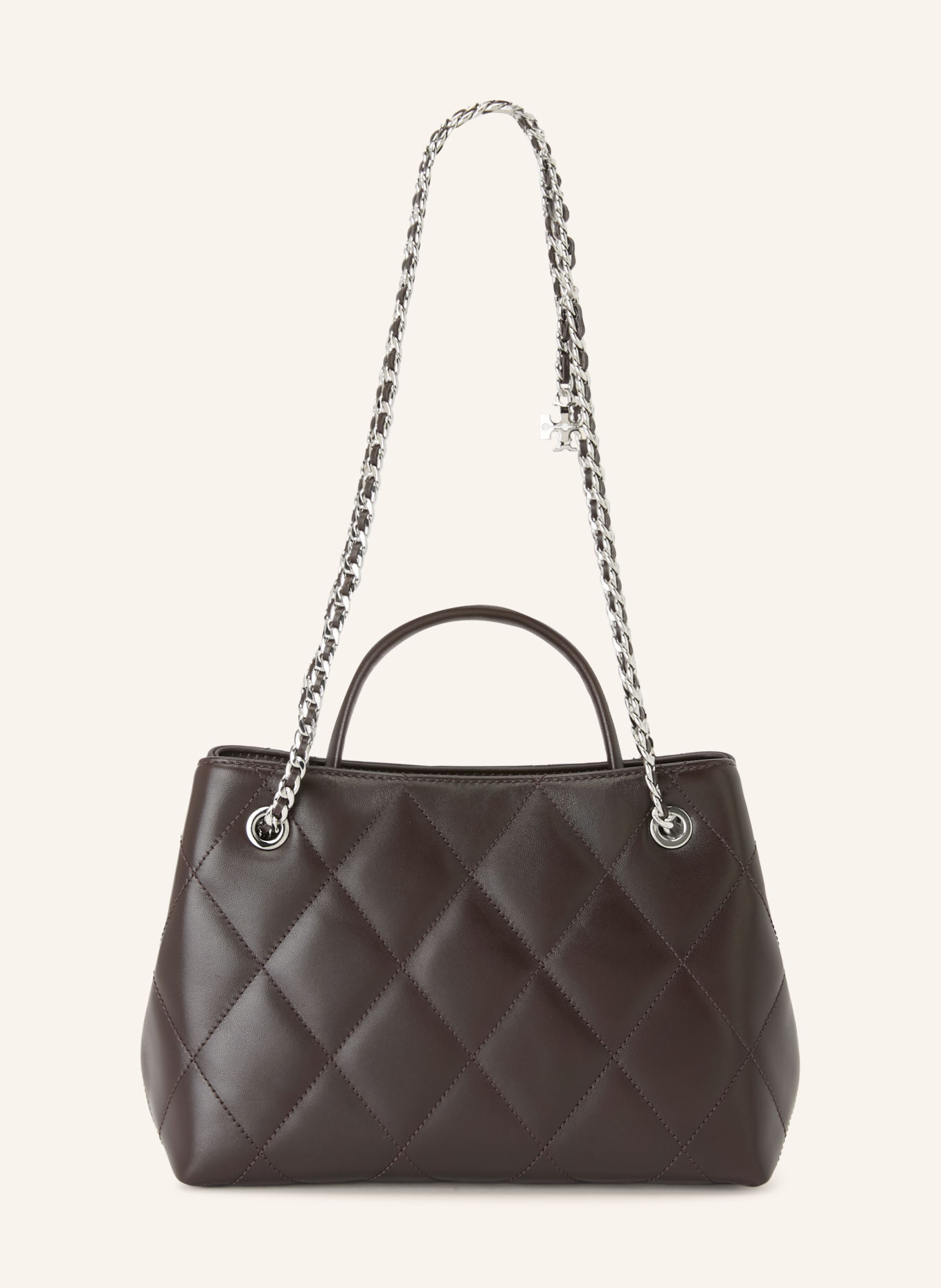 TORY BURCH FLEMING SMALL Handbag: DARK BROWN / SILVER