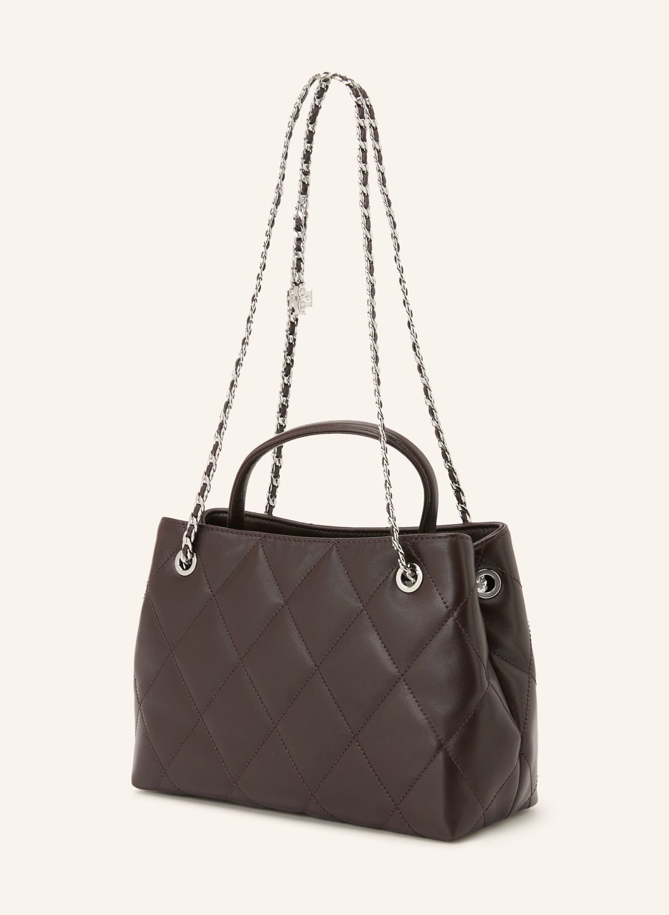 TORY BURCH FLEMING SMALL Handbag: DARK BROWN / SILVER